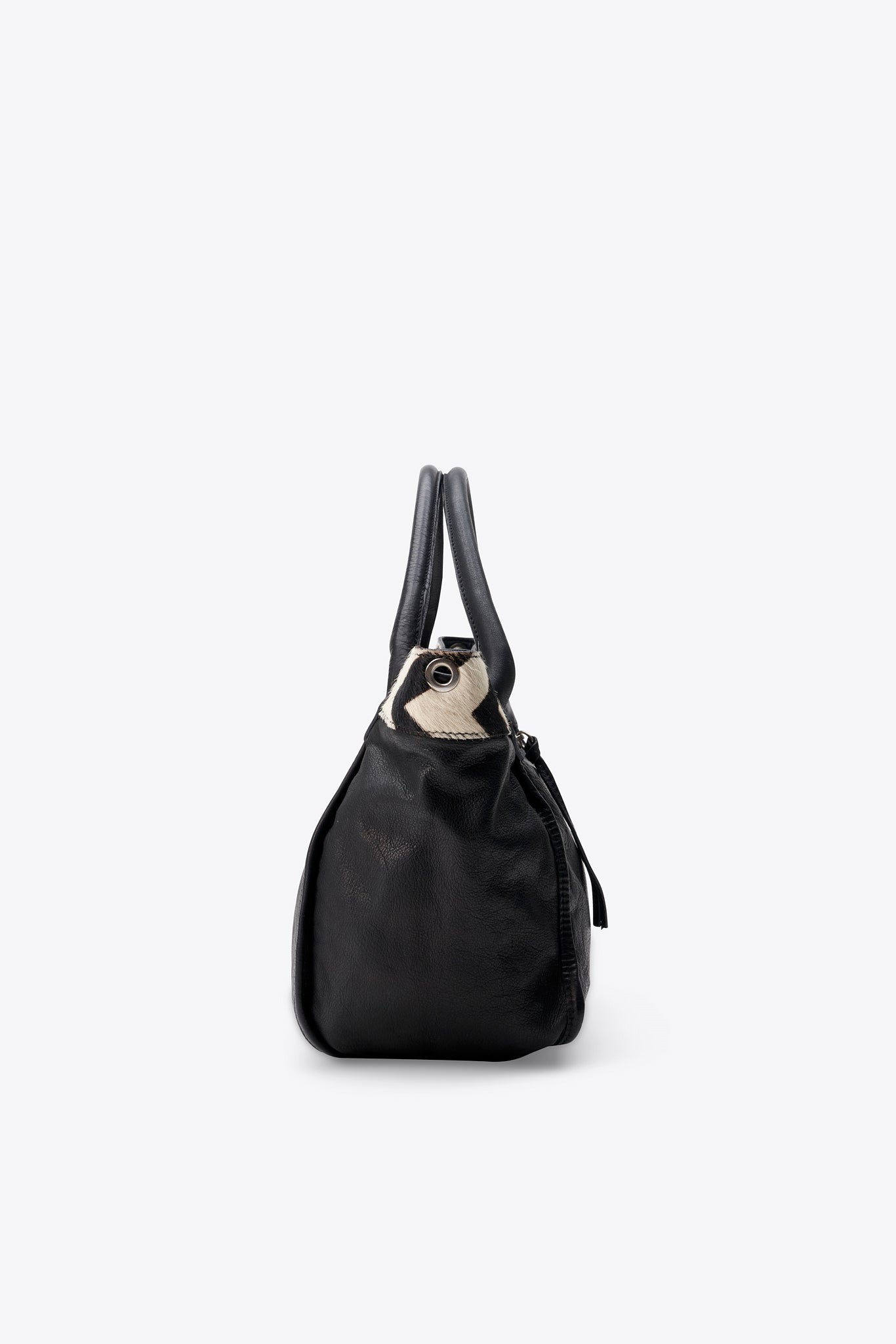Roberta Gandolfi Leather and Calf Hair Zebra Tote