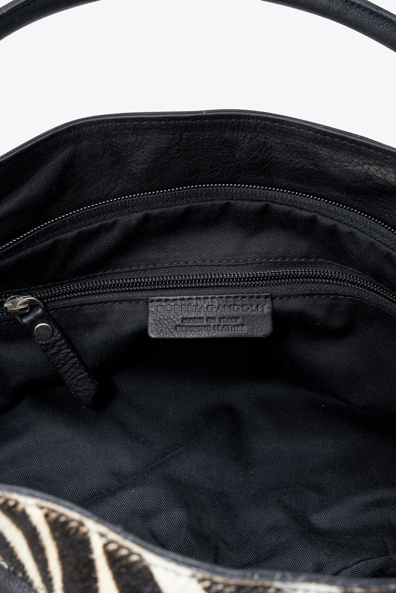 Roberta Gandolfi Leather and Calf Hair Zebra Tote