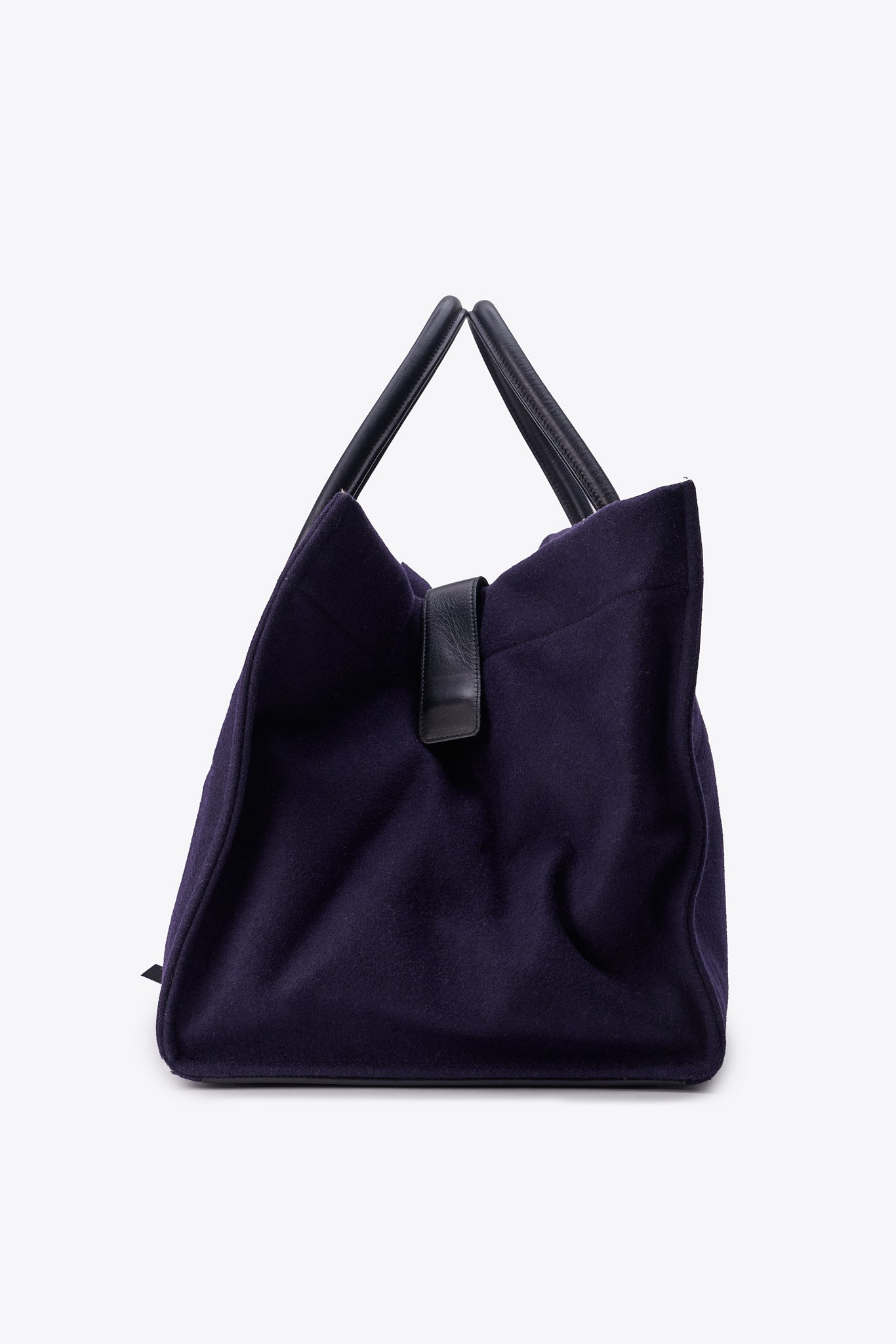 Céline Felt and Leather Phantom Tote in Deep Navy