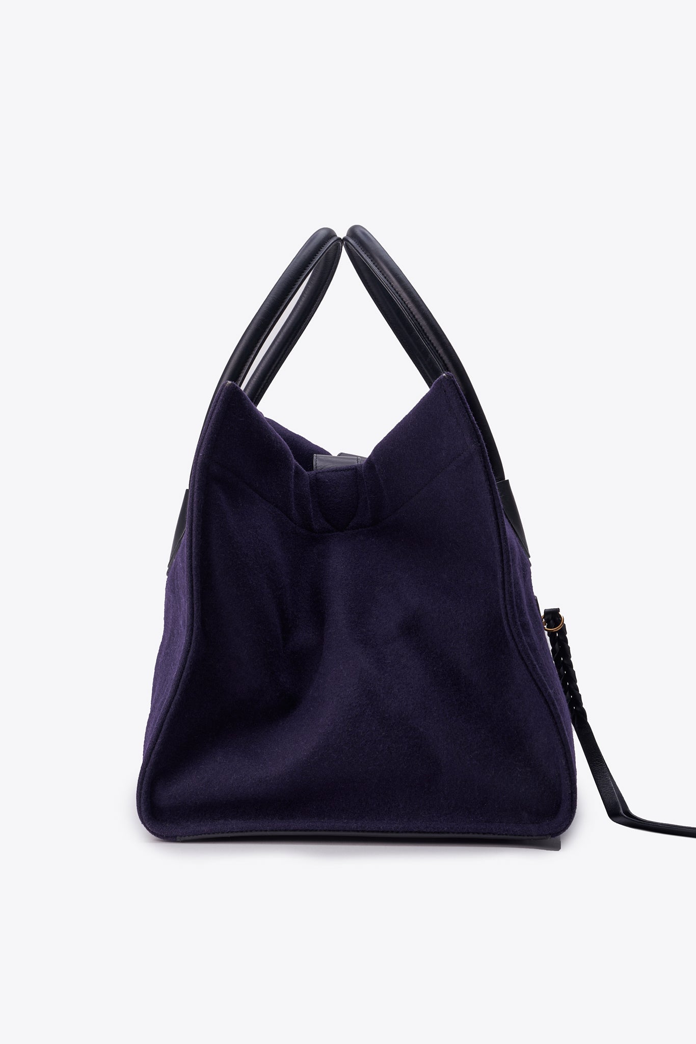 Céline Felt and Leather Phantom Tote in Deep Navy