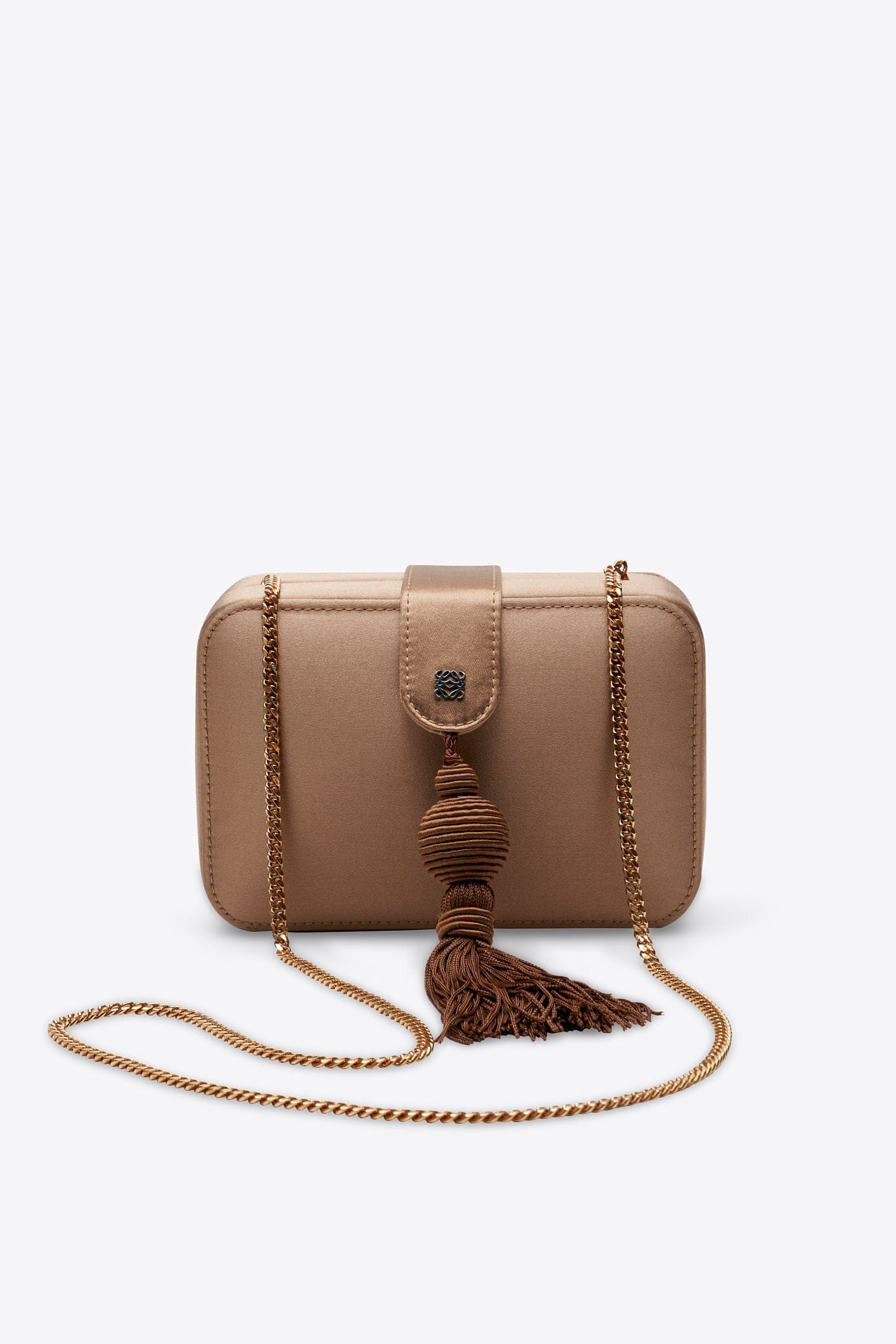 Loewe Vintage Taupe Silk Tassel Evening Bag
