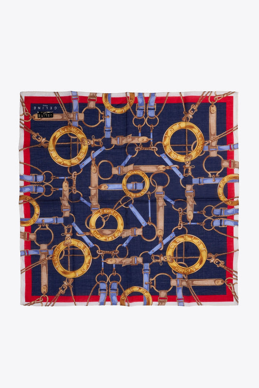 Vintage Celine Cotton Equestrian Printed Scarf