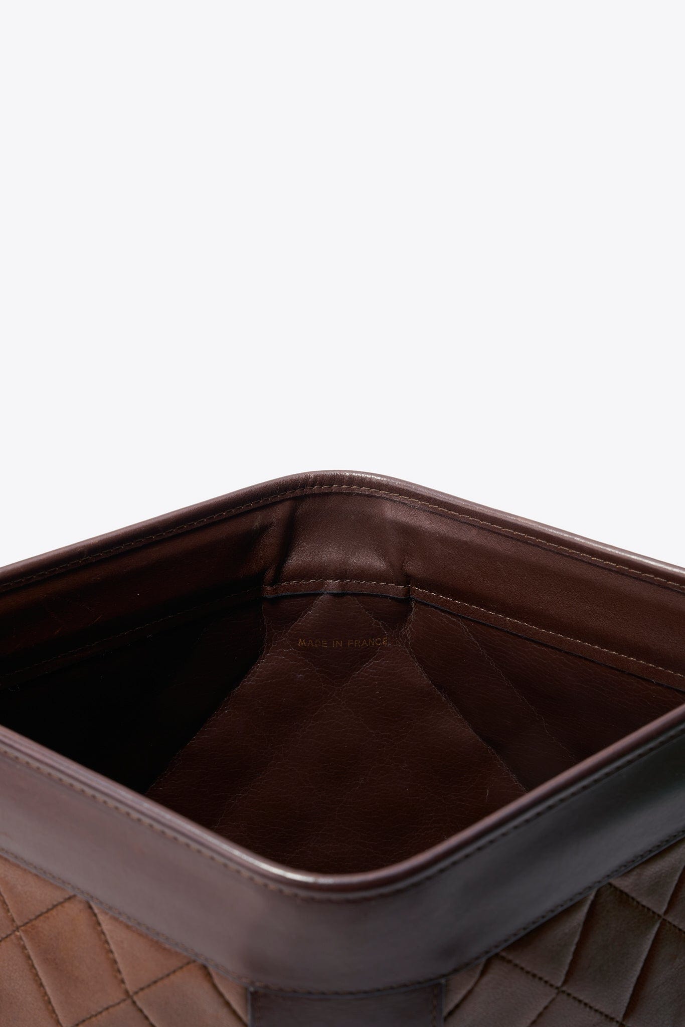 Vintage Chanel Brown Leather Clutch Bag With 24K Gold Plated Hardware