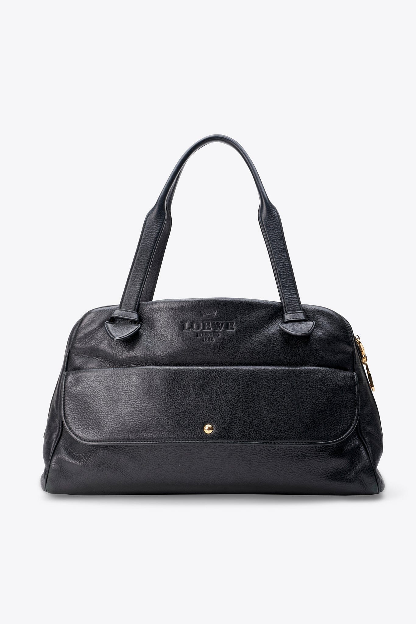 Loewe Vintage Heritage Boston Bag In Black Leather