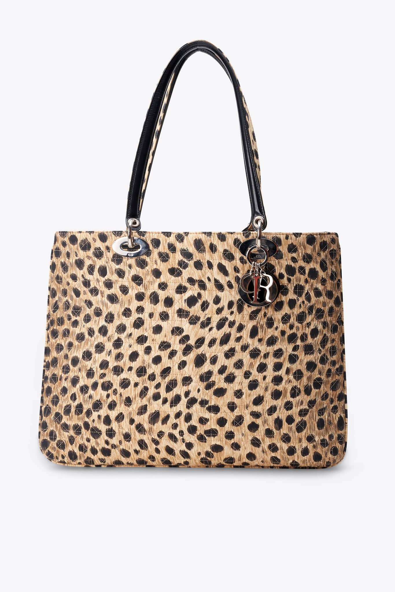 Dior Vintage Leopard Nylon Shoulder Tote