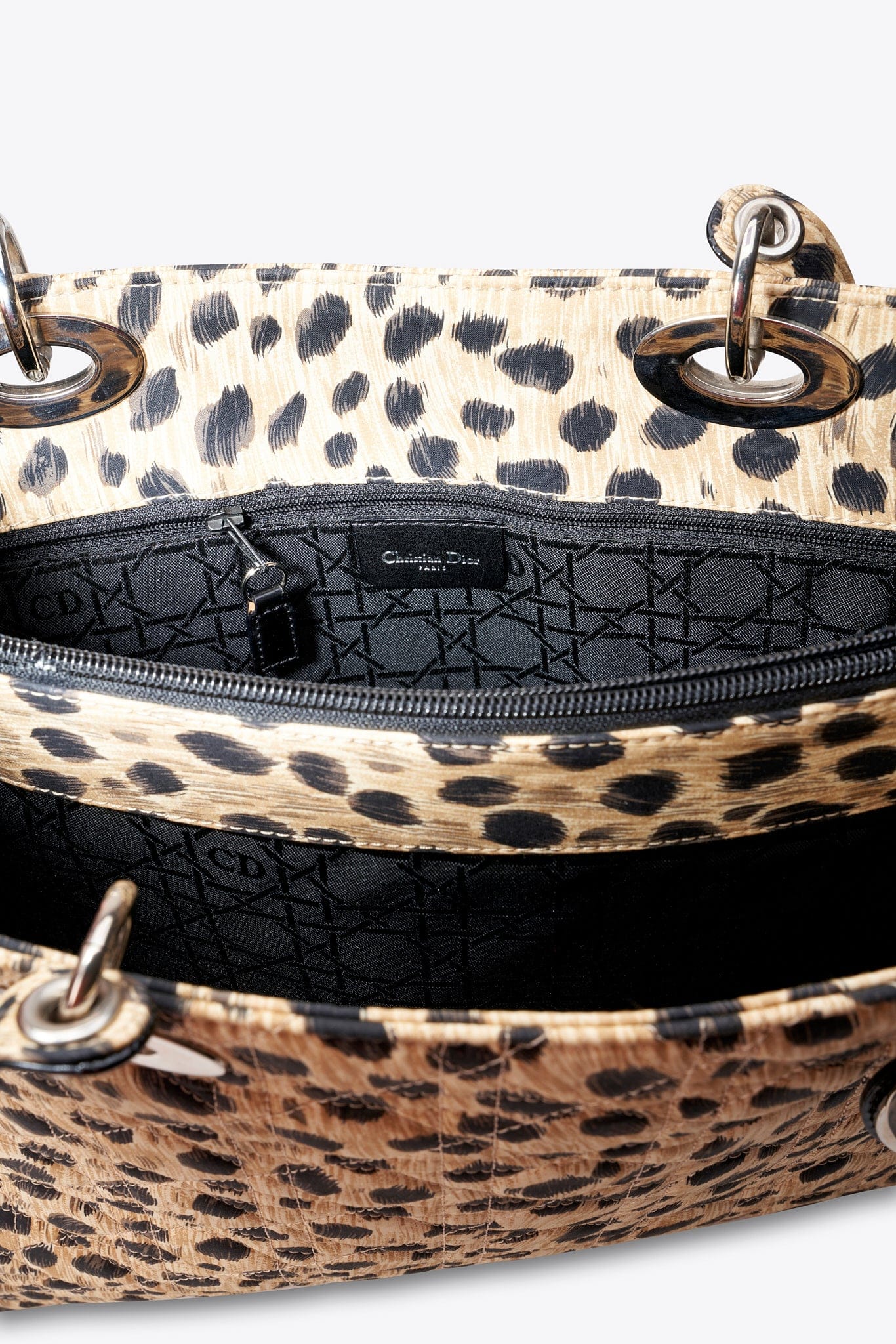 Dior Vintage Leopard Nylon Shoulder Tote