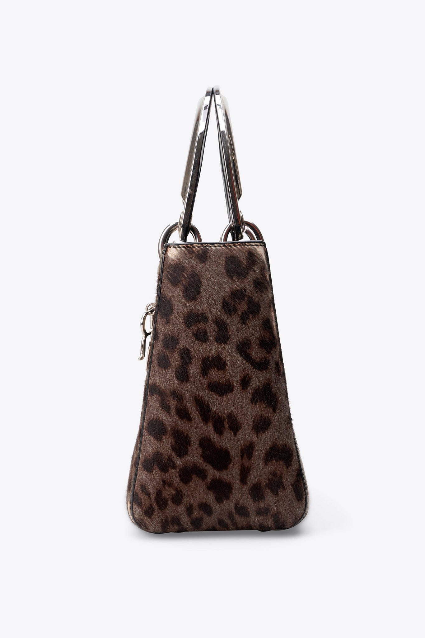 Christian Dior Vintage Leopard Calf Hair Top Handle Bag