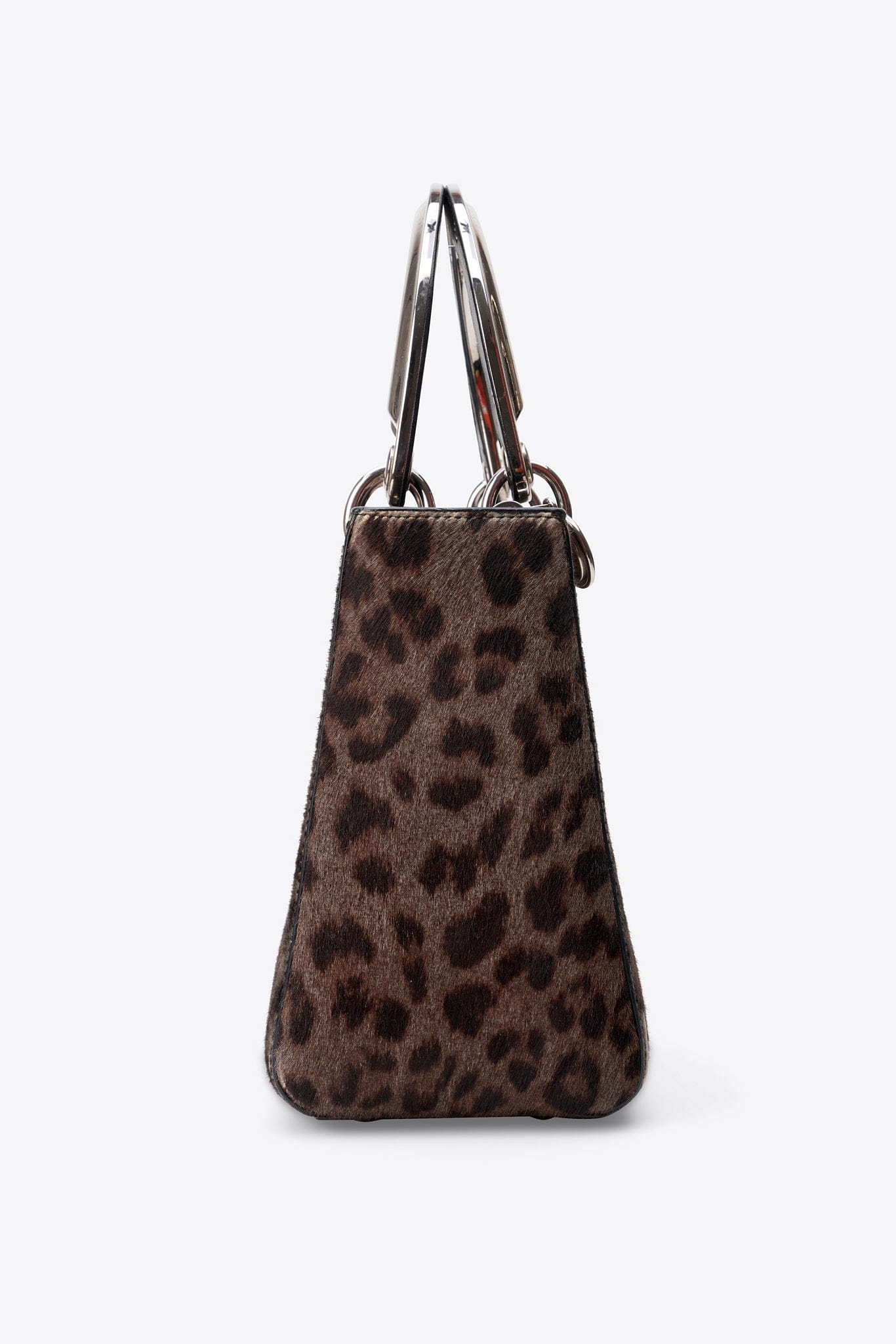 Christian Dior Vintage Leopard Calf Hair Top Handle Bag
