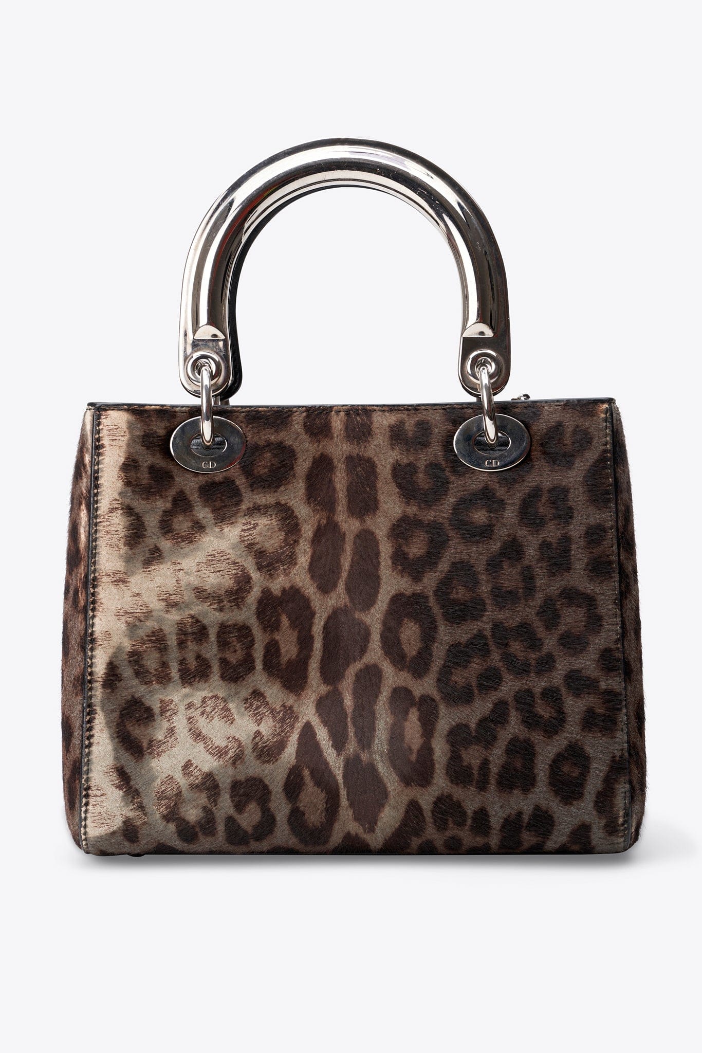 Christian Dior Vintage Leopard Calf Hair Top Handle Bag