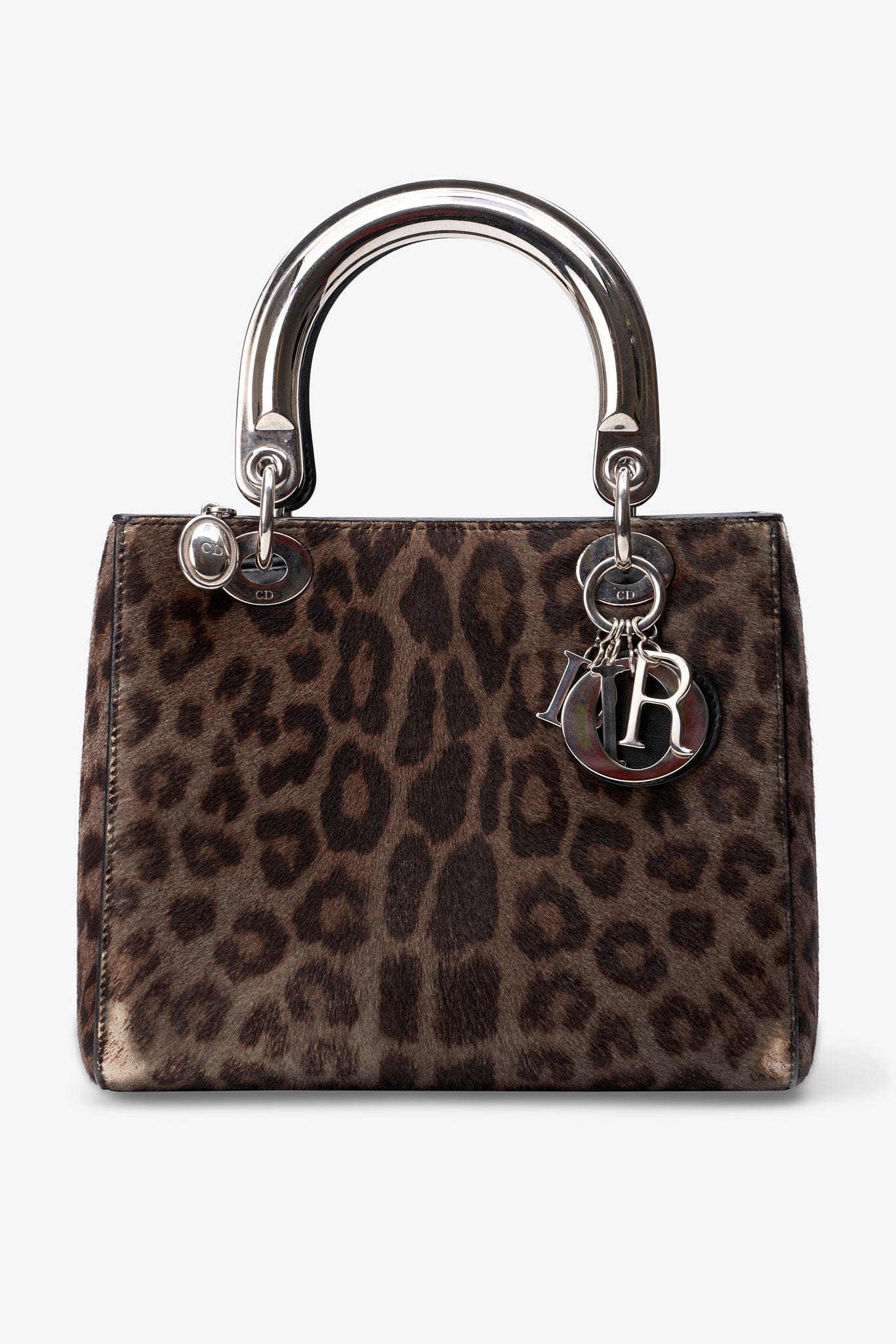 Christian Dior Vintage Leopard Calf Hair Top Handle Bag