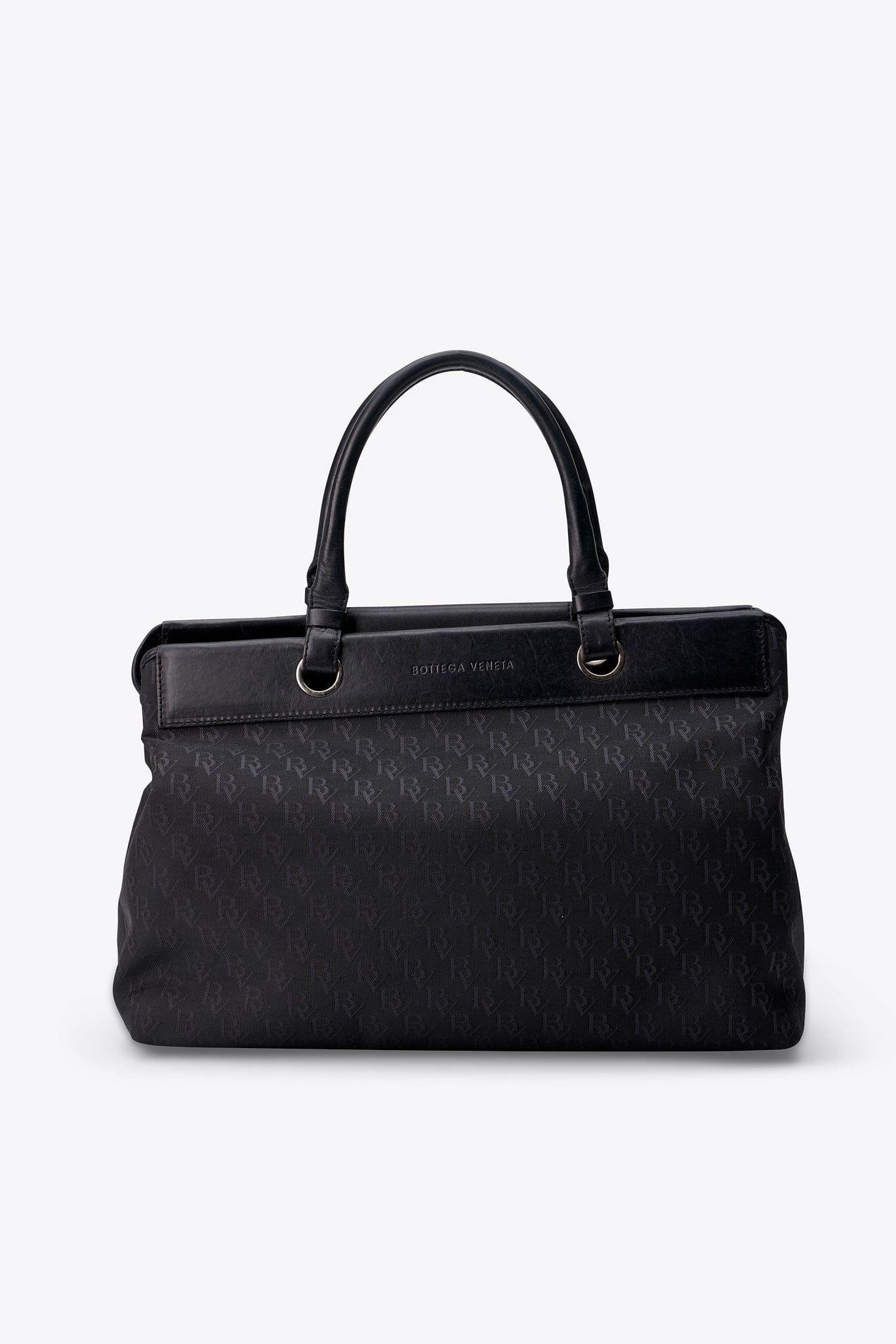 Vintage Bottega Veneta Black Nylon And Leather Tote Bag