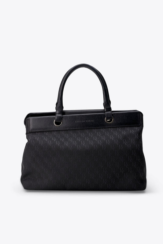 Vintage Bottega Veneta Black Nylon And Leather Tote Bag