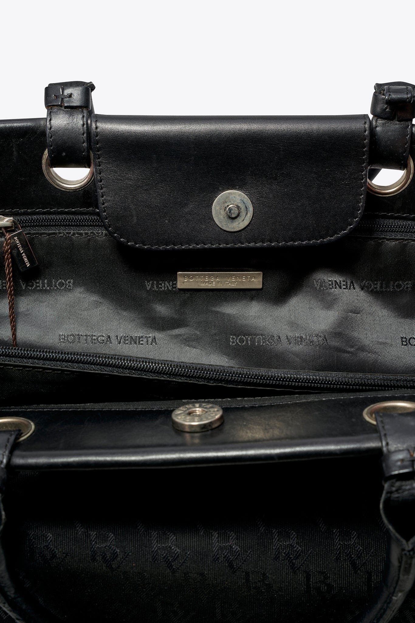 Vintage Bottega Veneta Black Nylon And Leather Tote Bag