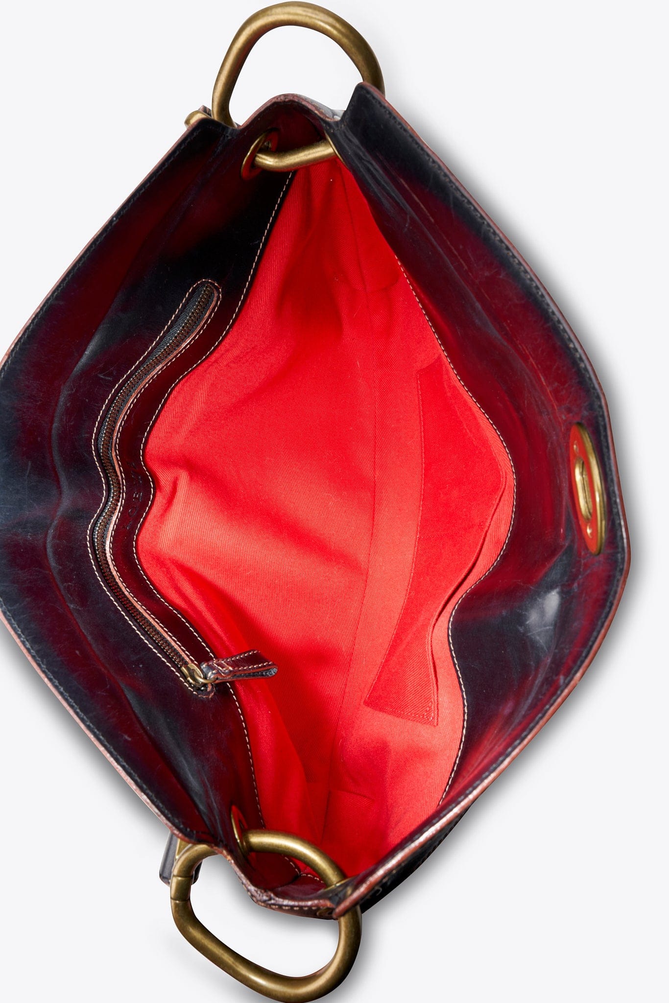 Vintage Loewe Black Leather and Suede Shoulder Bag