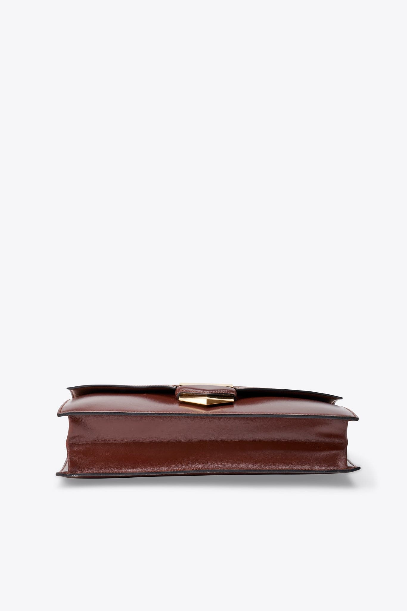 Vintage Hermès Faco Clutch Bag in Brown Box Leather with Gold Hardware