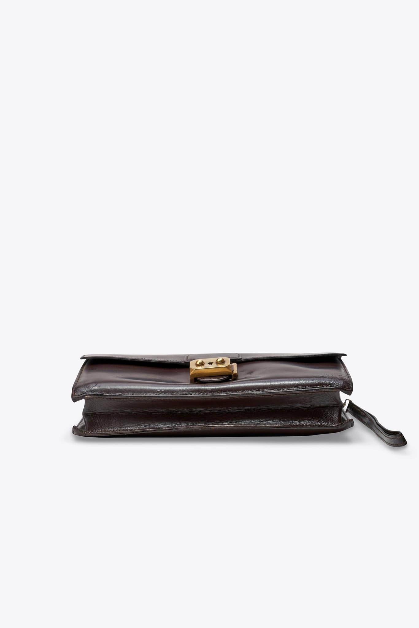 Vintage Hermès Jet Clutch in Dark Brown Box Leather with Gold Hardware