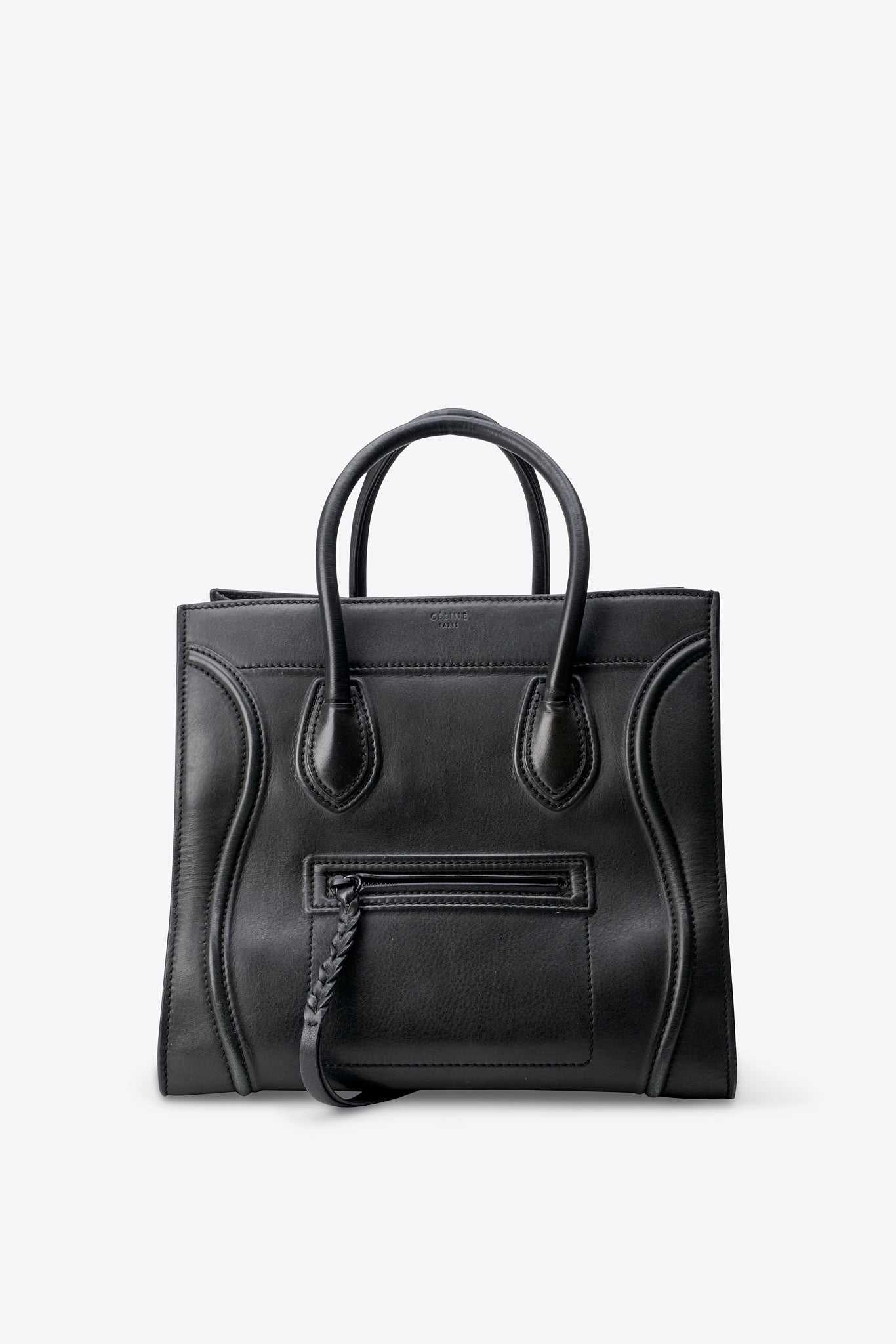 Céline Leather Phantom Tote in Black Leather
