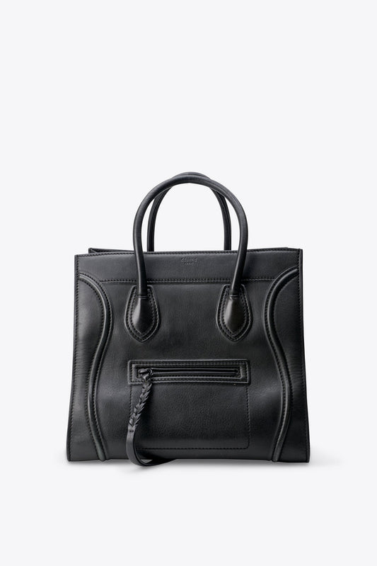 Céline Leather Phantom Tote in Black Leather