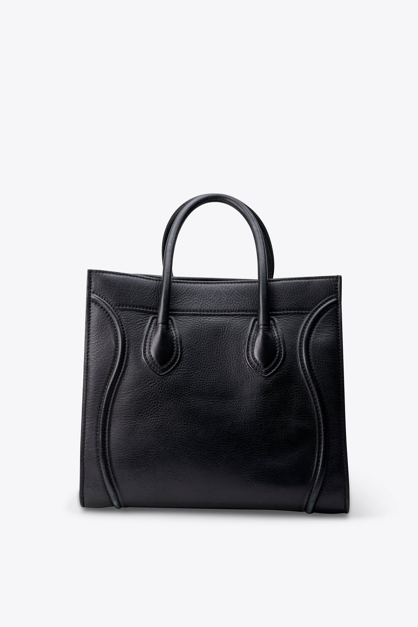 Céline Leather Phantom Tote in Black Leather