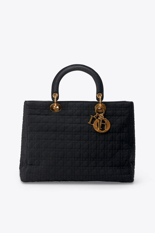 Vintage Christian Dior Black Nylon Lady Dior Bag
