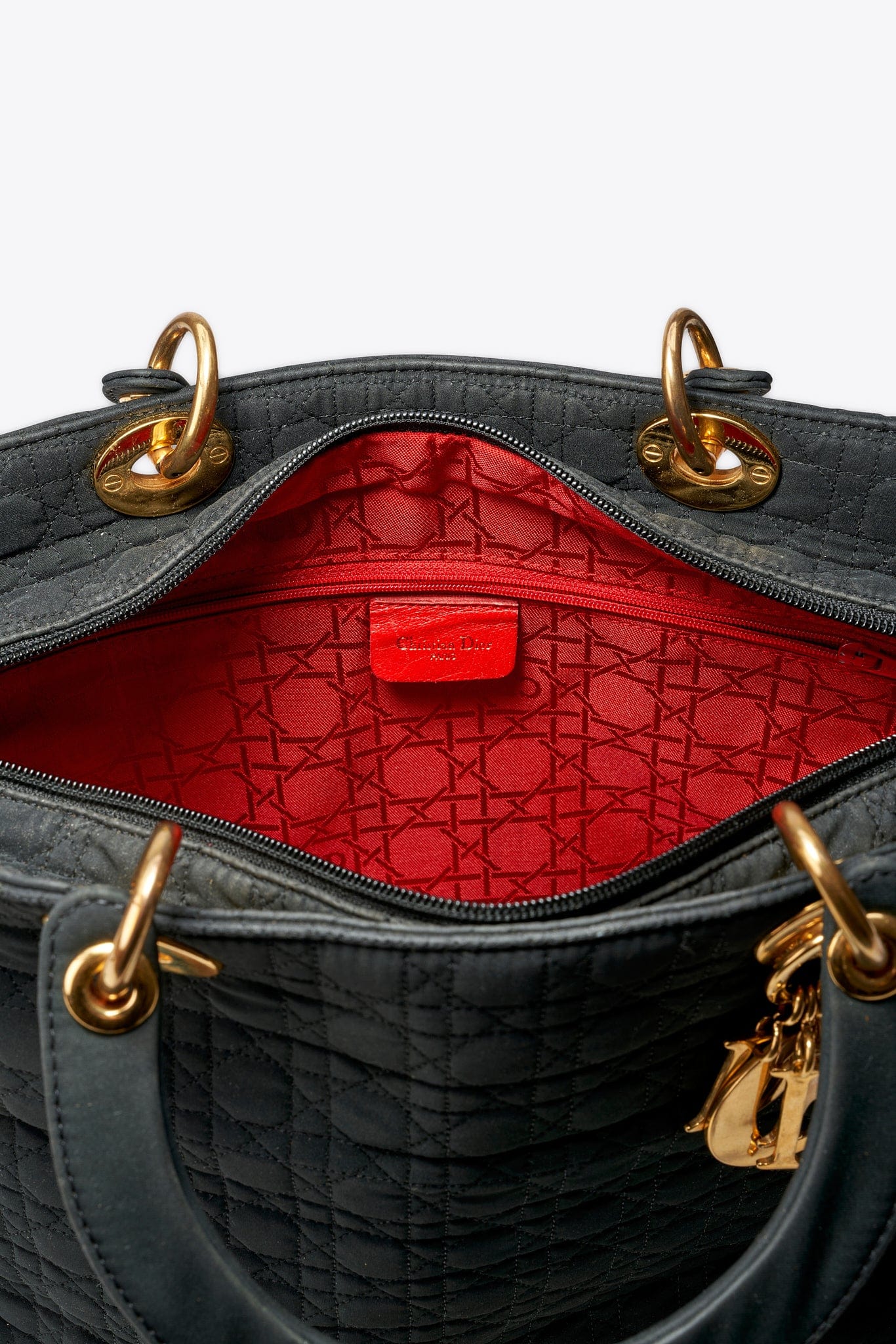 Vintage Christian Dior Black Nylon Lady Dior Bag