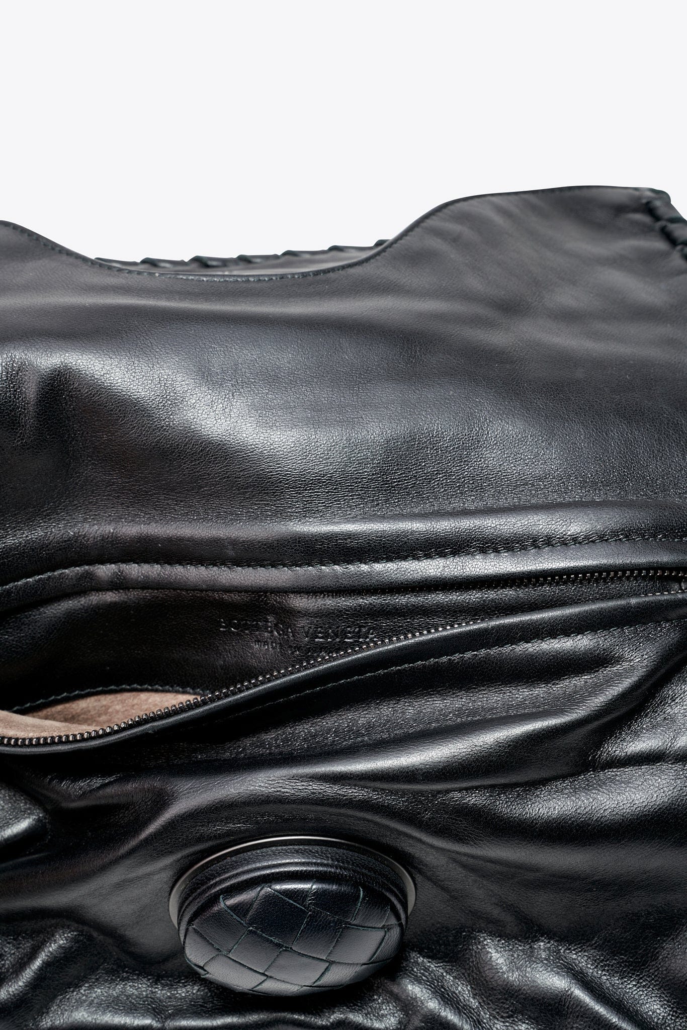 Vintage Bottega Veneta Clutch Bag in Black Intrecciato Leather