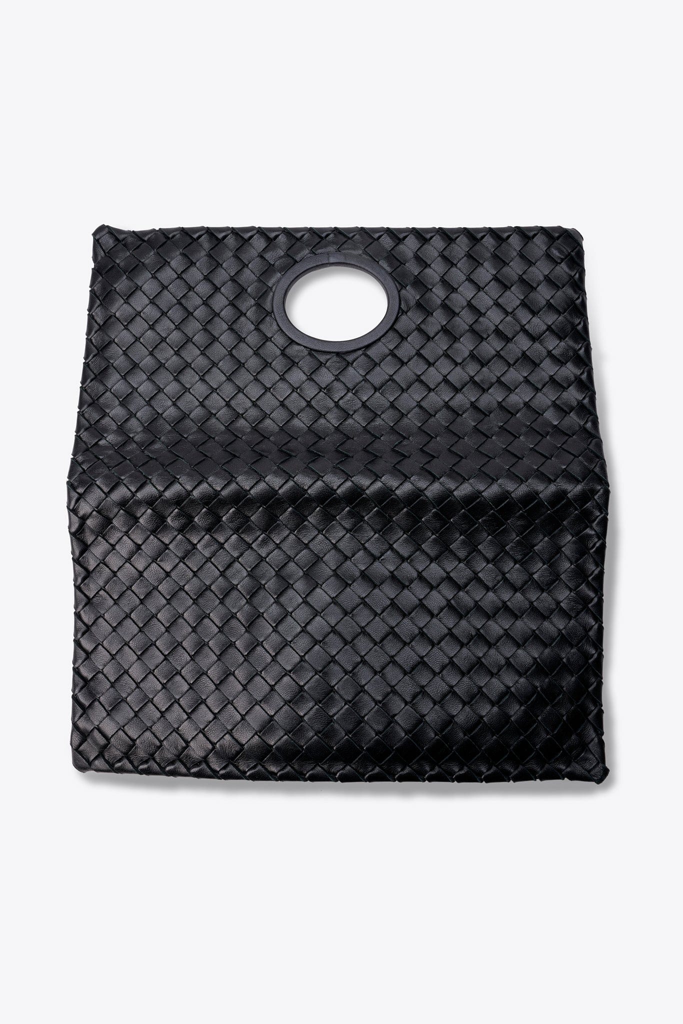 Vintage Bottega Veneta Clutch Bag in Black Intrecciato Leather