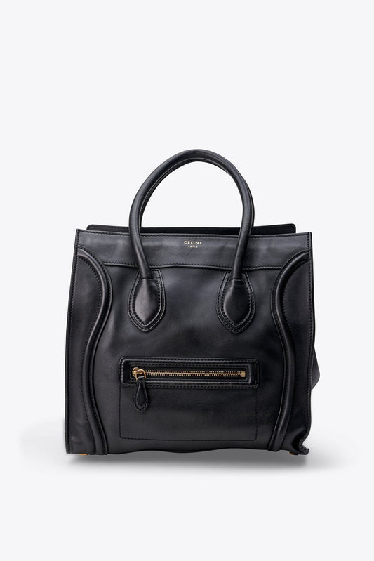 Céline Phoebe Philo Luggage Tote in Black Leather