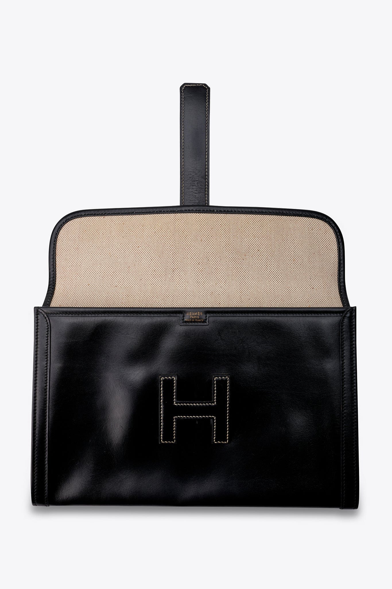 Vintage Hermès Jige Clutch in Black Box Calf