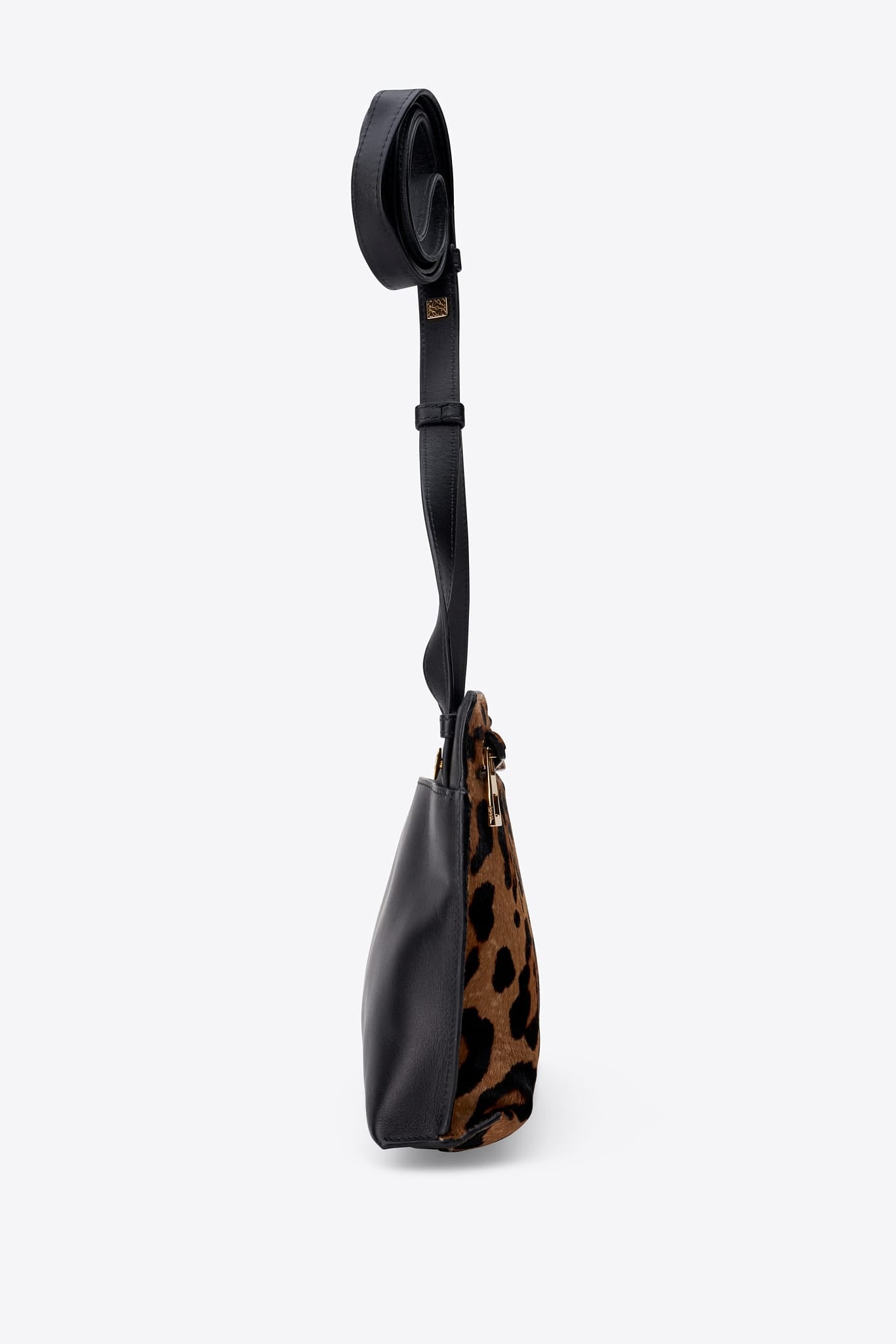 Vintage Loewe Leopard Print Calf Hair Crossbody Bag