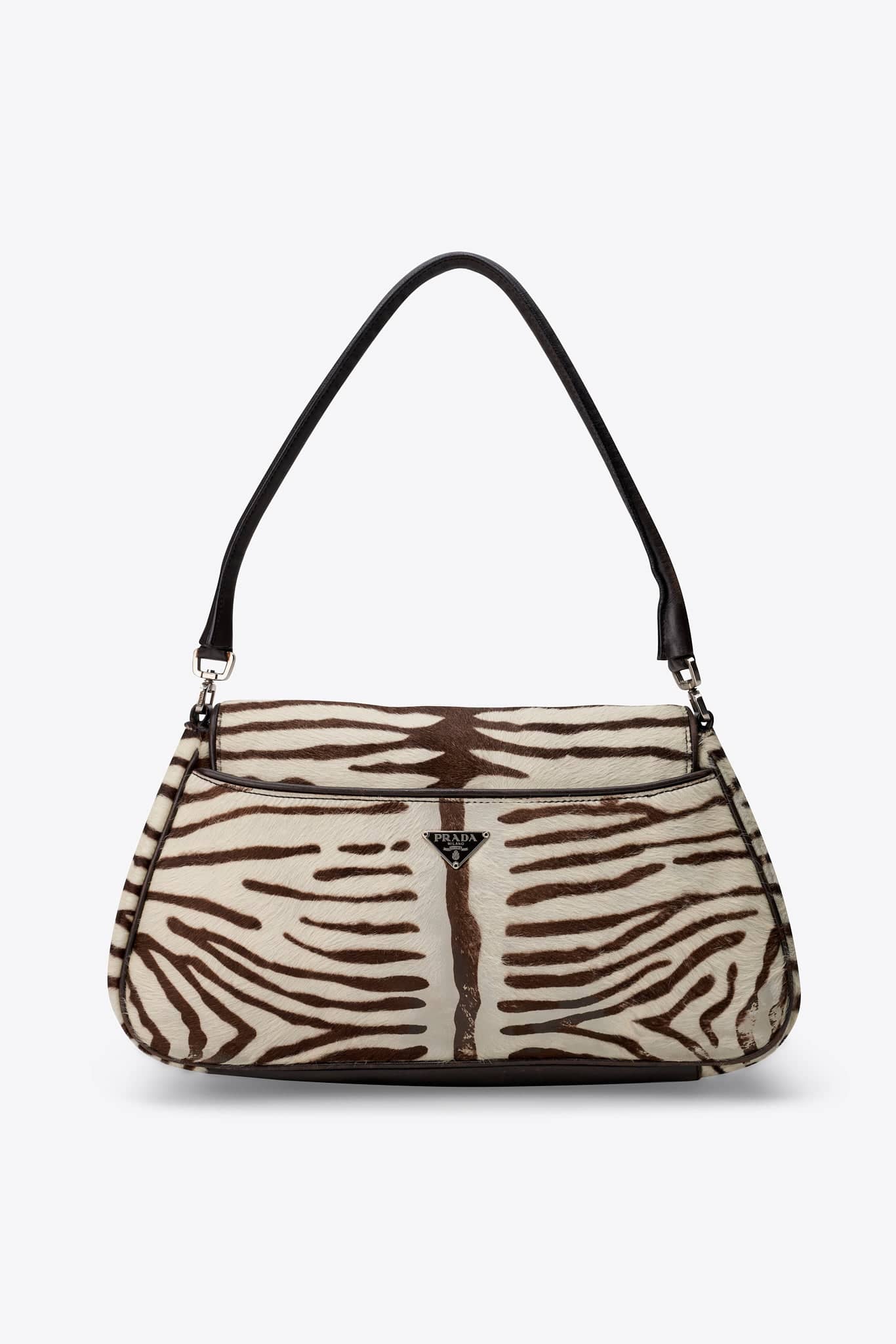 Vintage Prada Zebra Printed Calf Hair Shoulder Bag