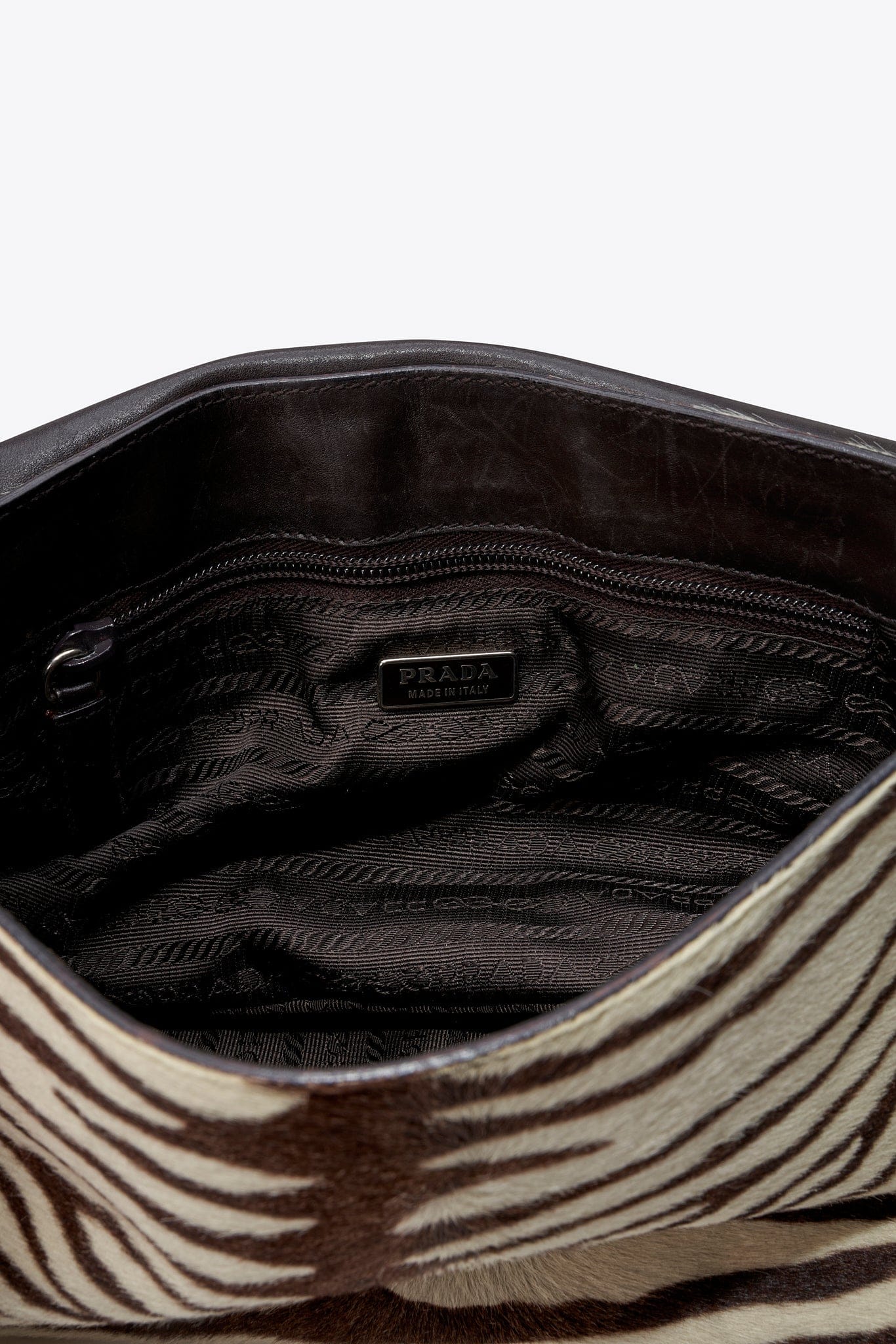 Vintage Prada Zebra Printed Calf Hair Shoulder Bag