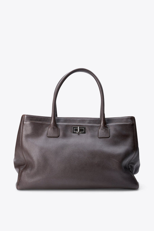 Chanel Executive Leather Tote In Brown Caviar Leather