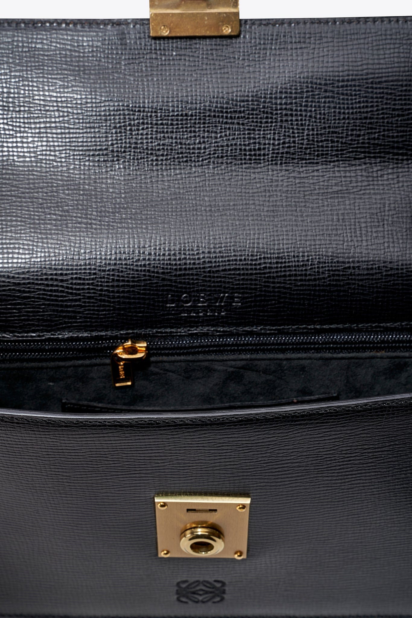 Loewe Vintage Black Leather Clutch Bag With Original Box