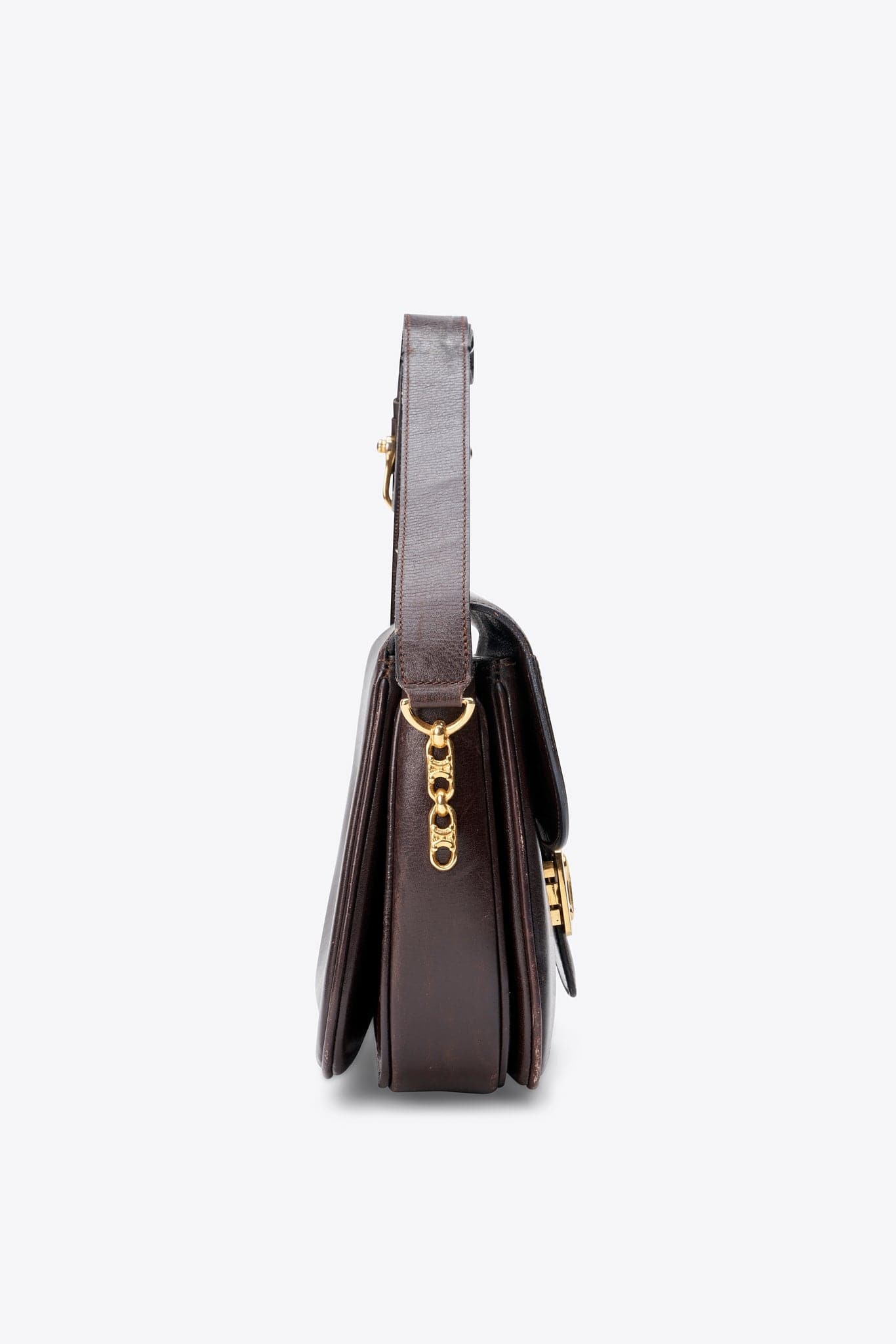 Vintage Celine Brown Leather Triomphe Box Bag