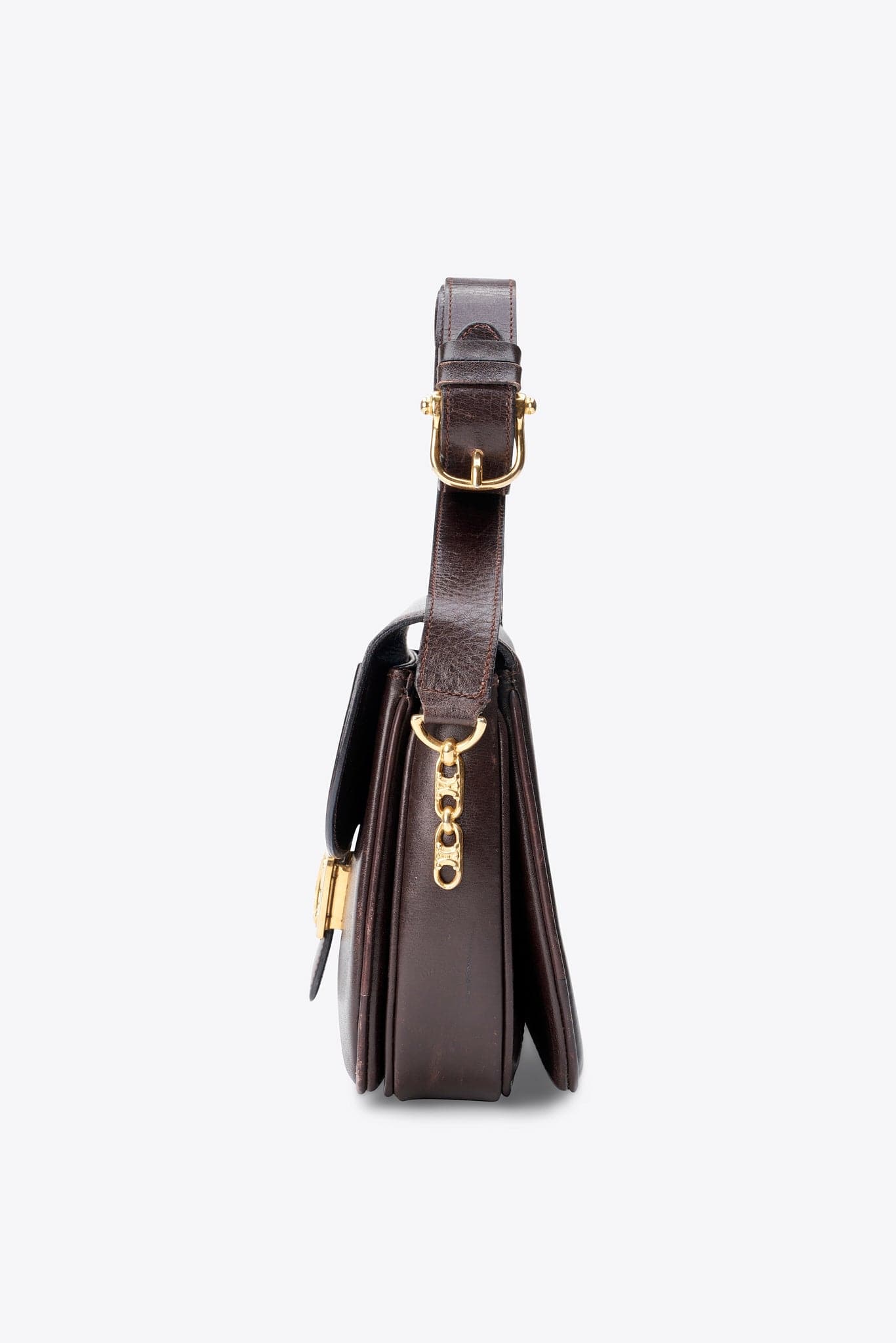 Vintage Celine Brown Leather Triomphe Box Bag