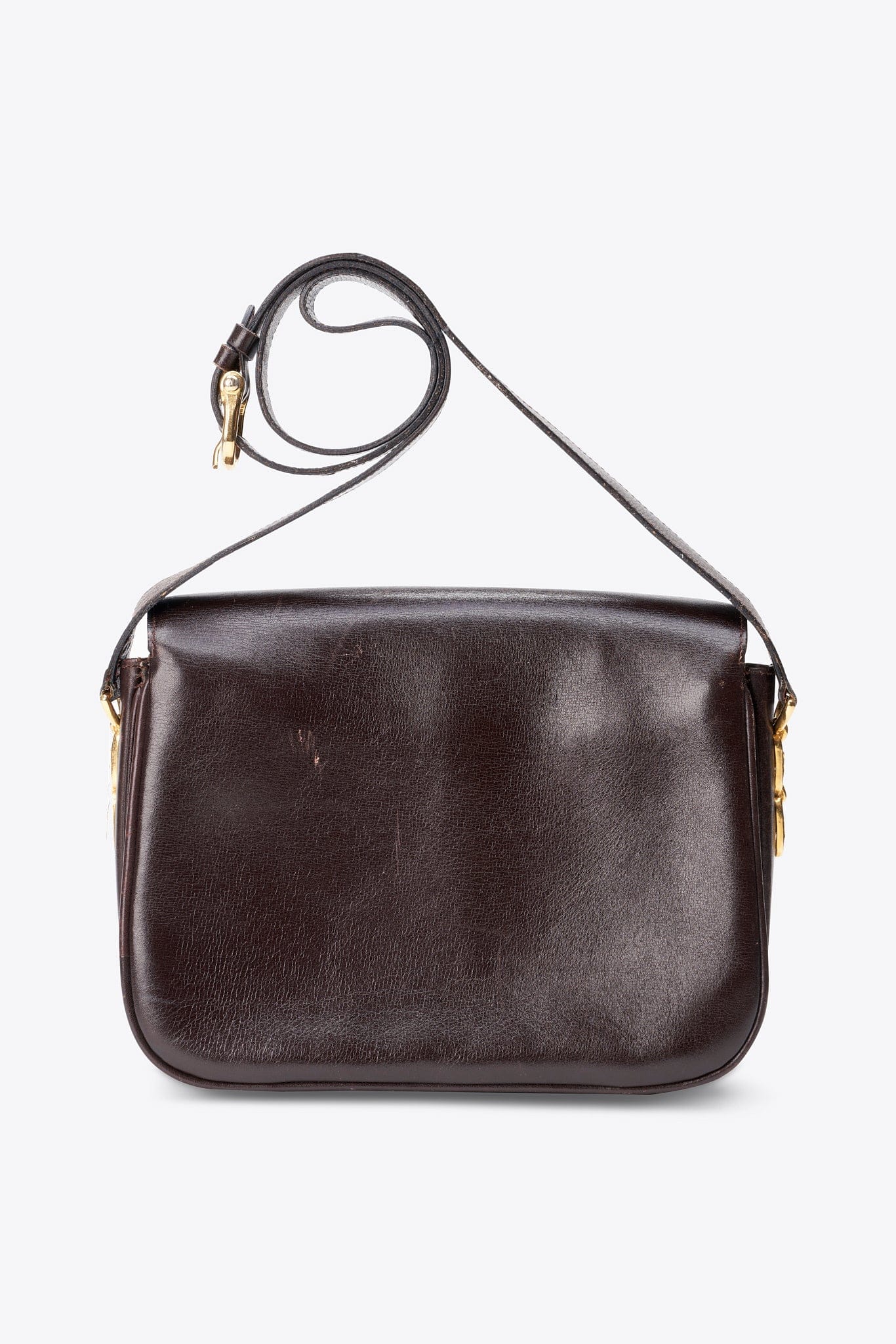 Vintage Celine Brown Leather Triomphe Box Bag