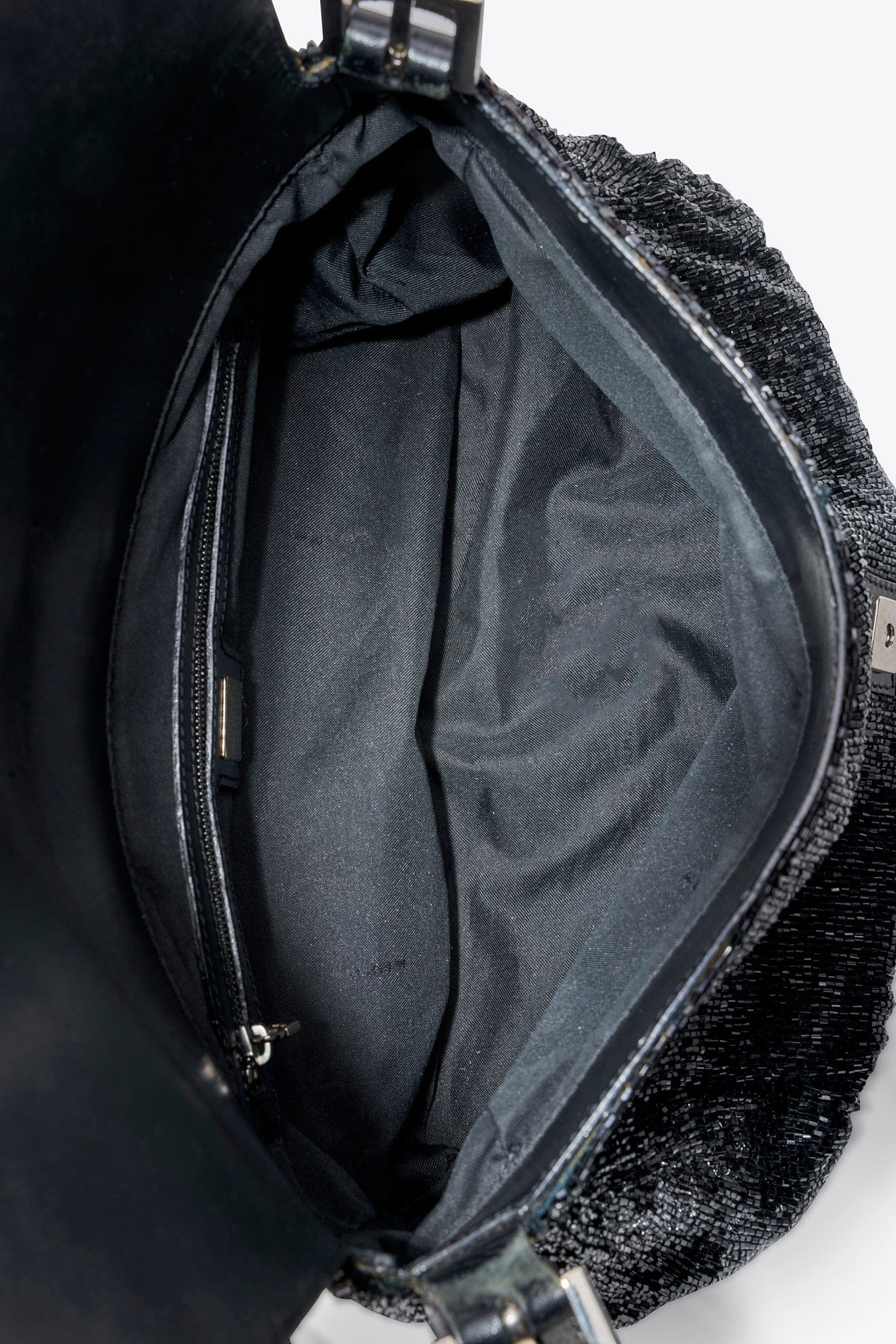 Vintage Fendi Mamma Baguette Black Sequin Shoulder Bag