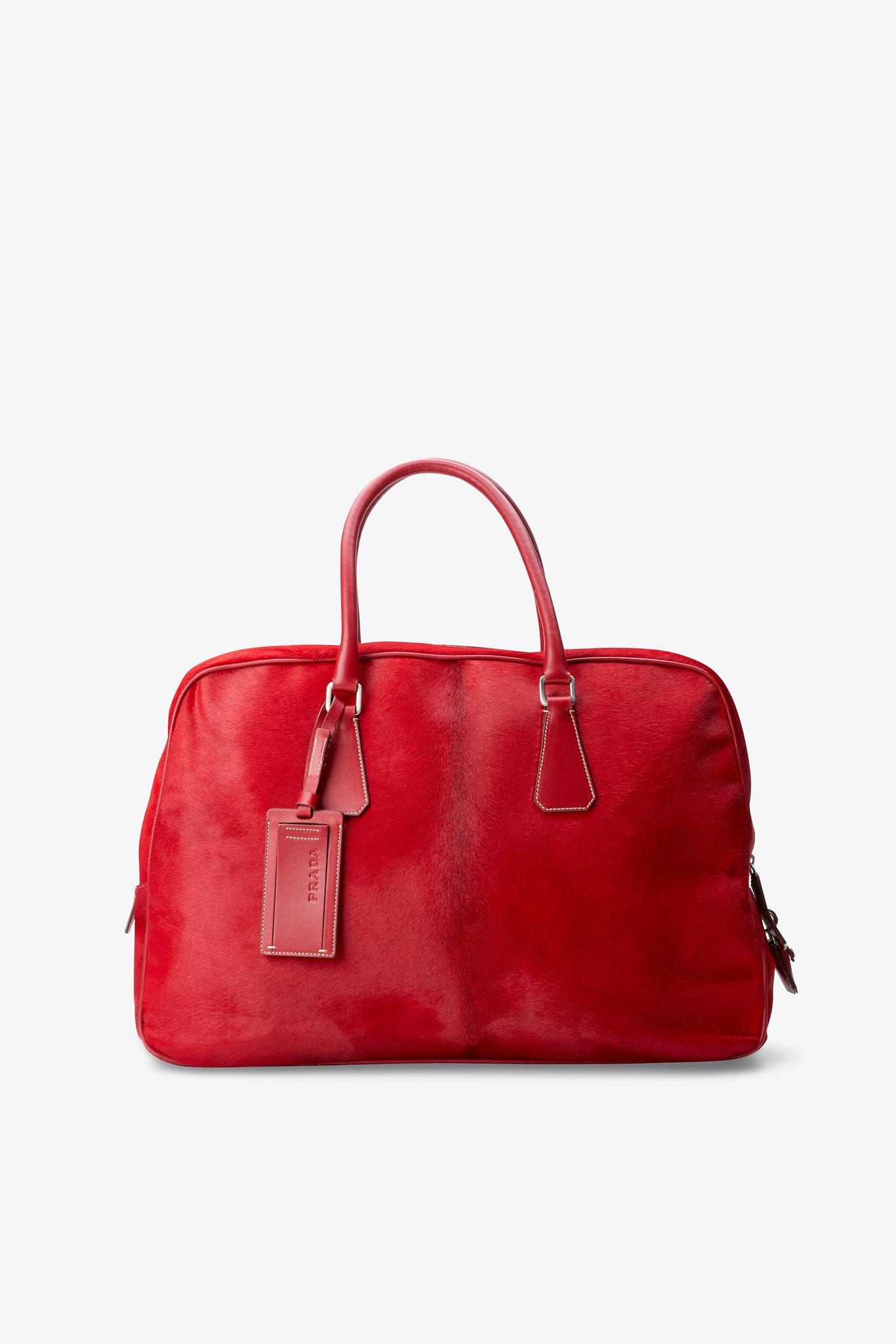 Vintage Prada Red Calf Hair Shoulder Bag