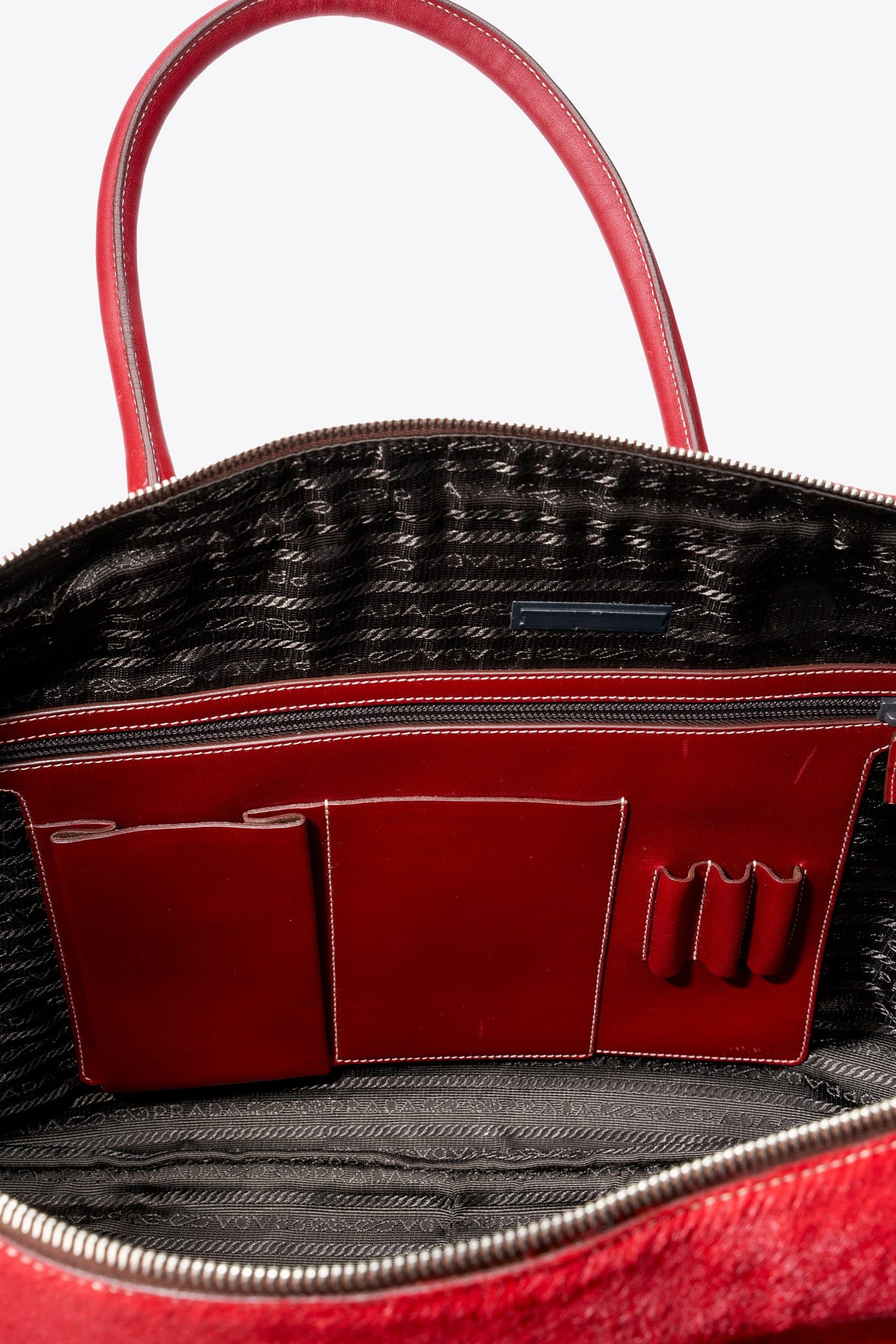 Vintage Prada Red Calf Hair Shoulder Bag