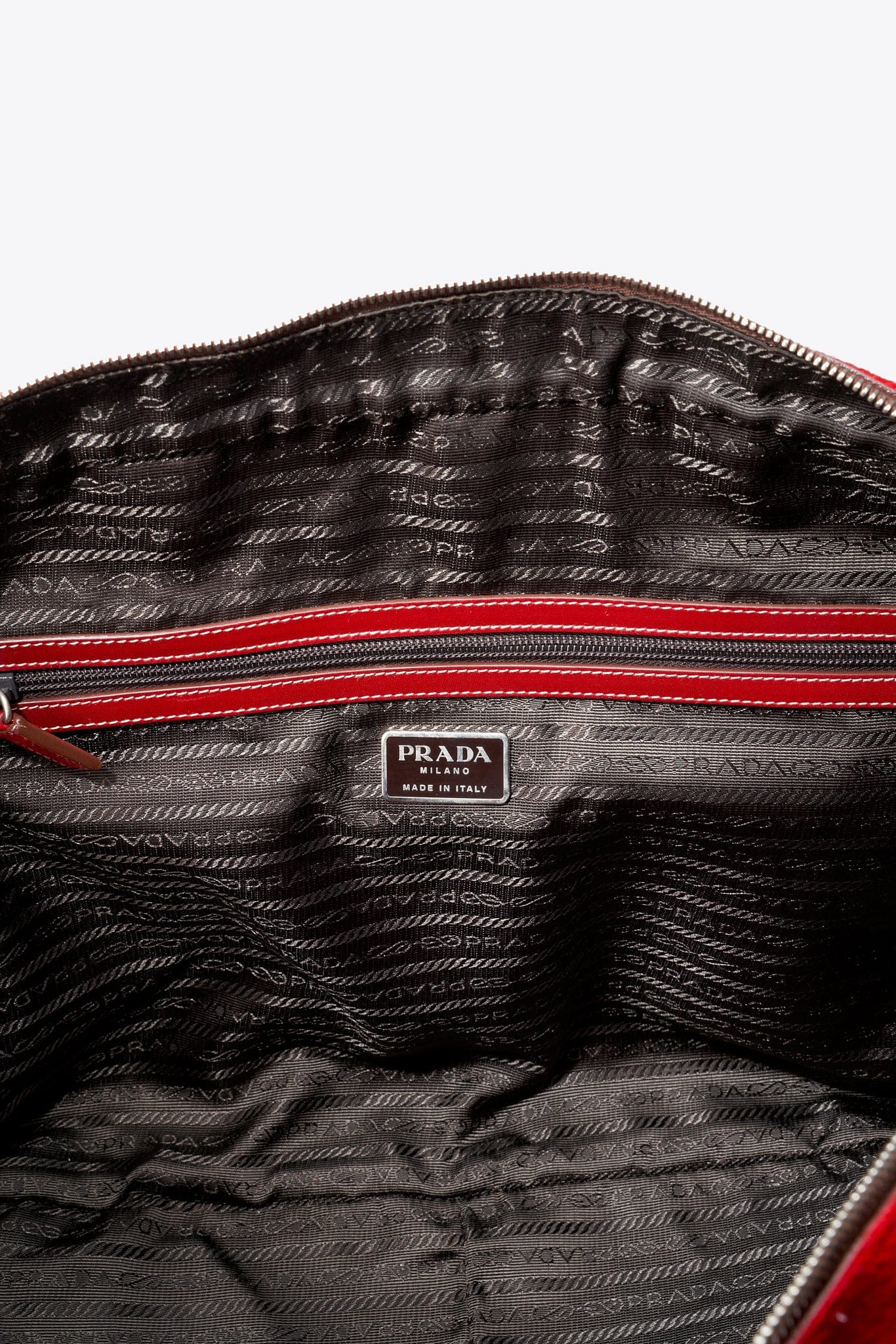 Vintage Prada Red Calf Hair Shoulder Bag