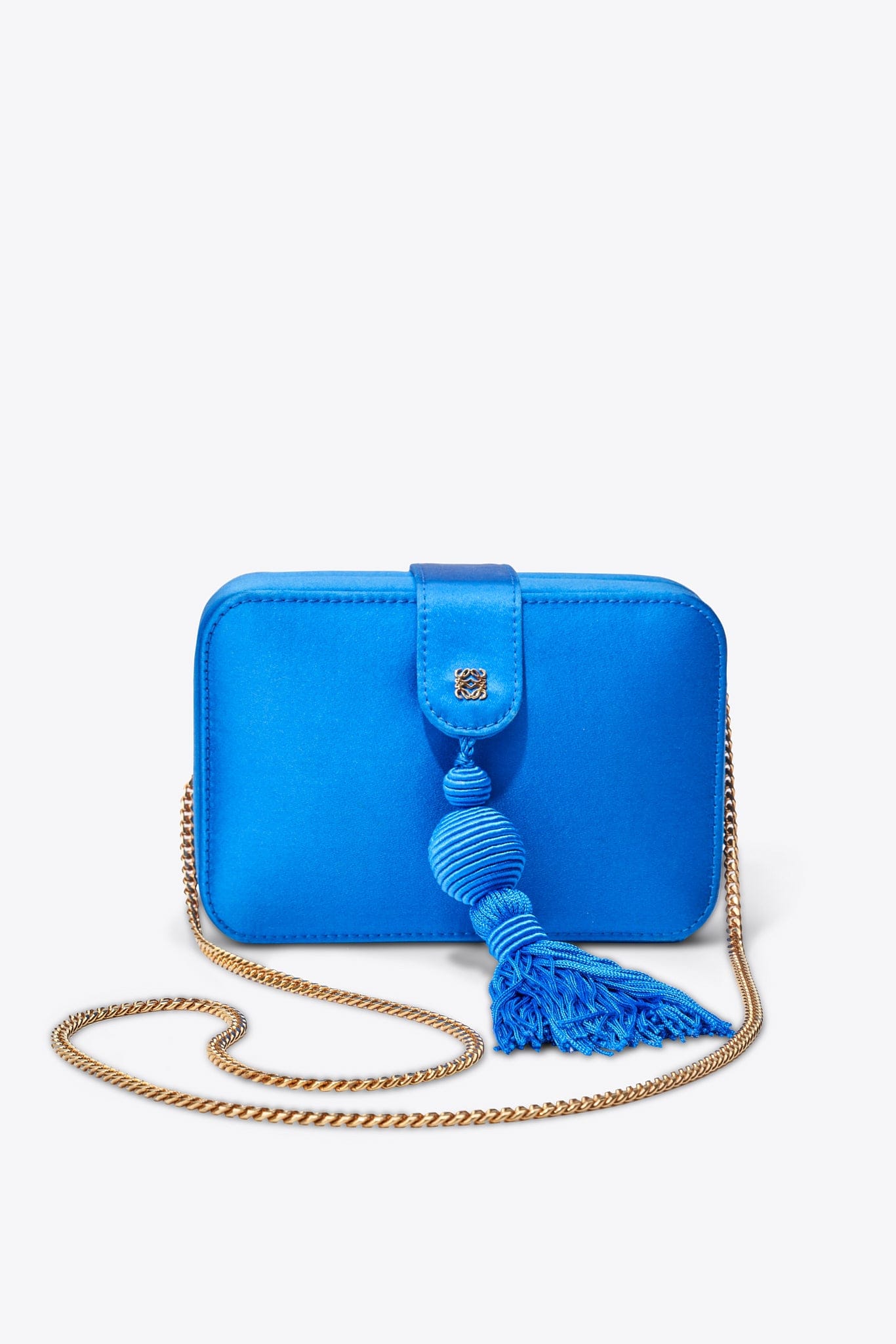 Loewe Vintage Blue Silk Tassel Evening Bag