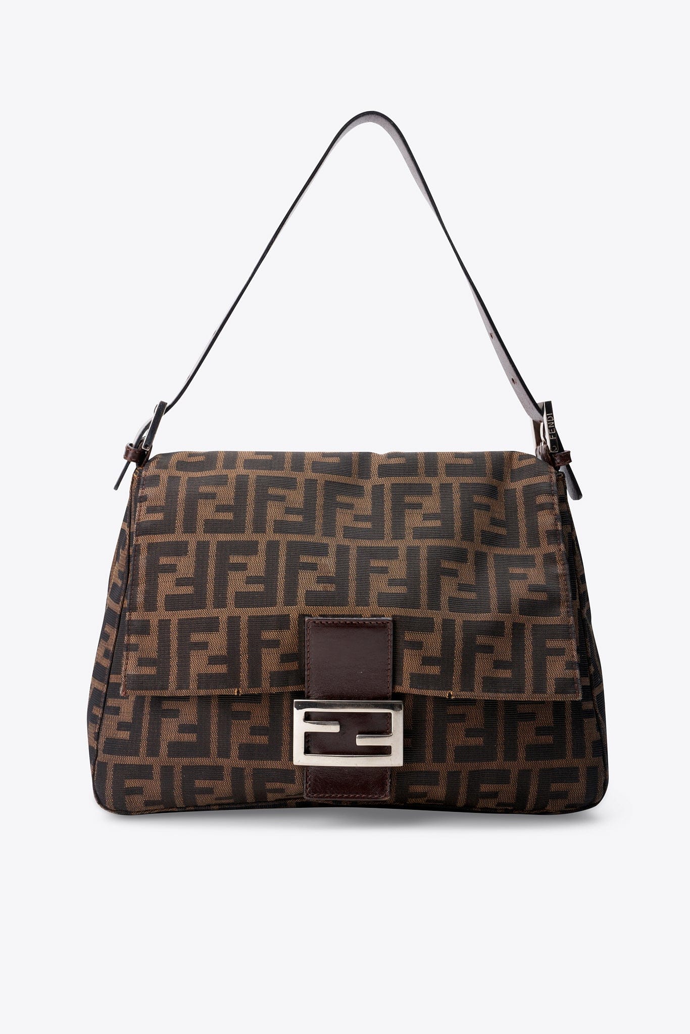 Vintage Fendi Mamma Baguette Zucca Canvas Shoulder Bag