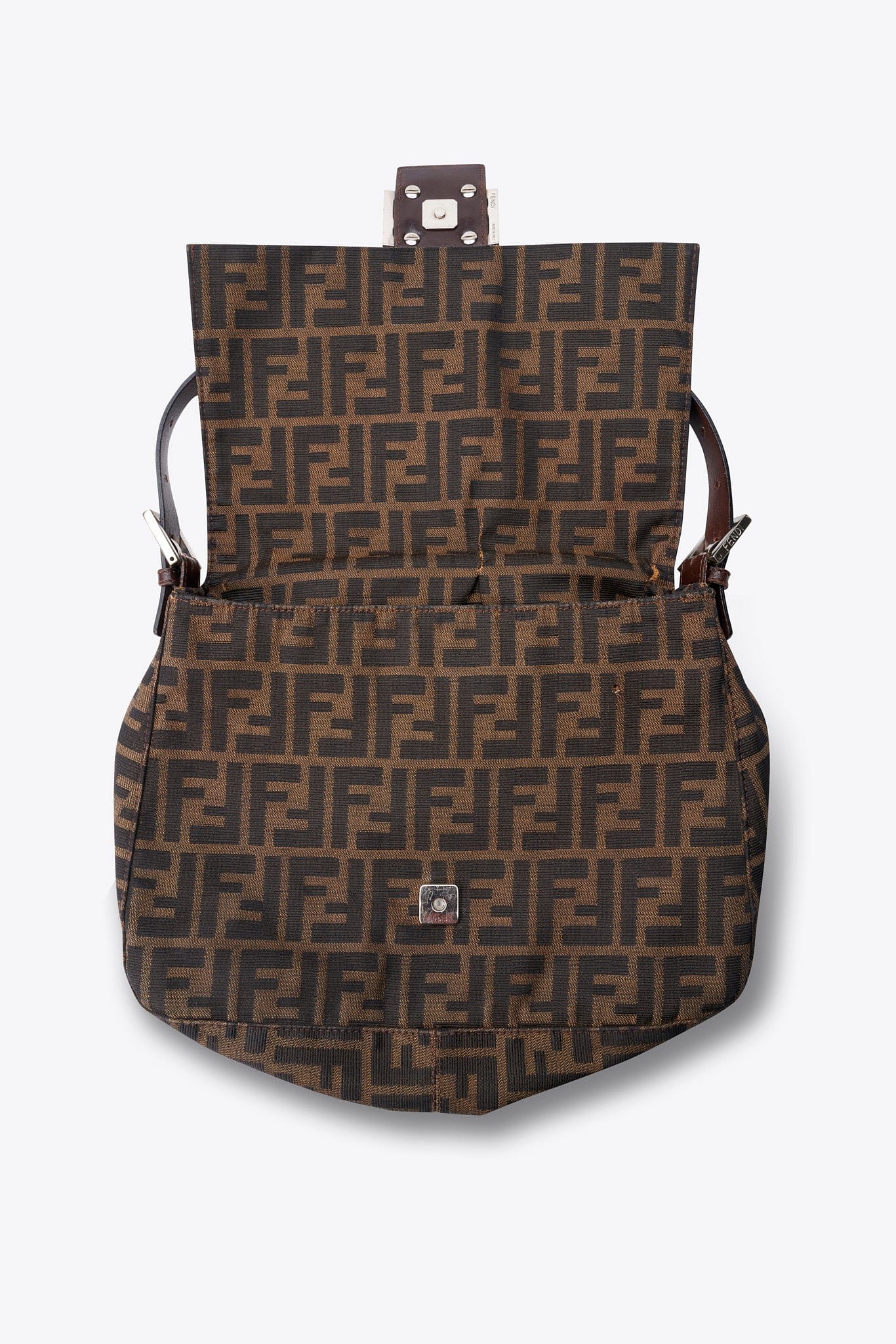 Vintage Fendi Mamma Baguette Zucca Canvas Shoulder Bag