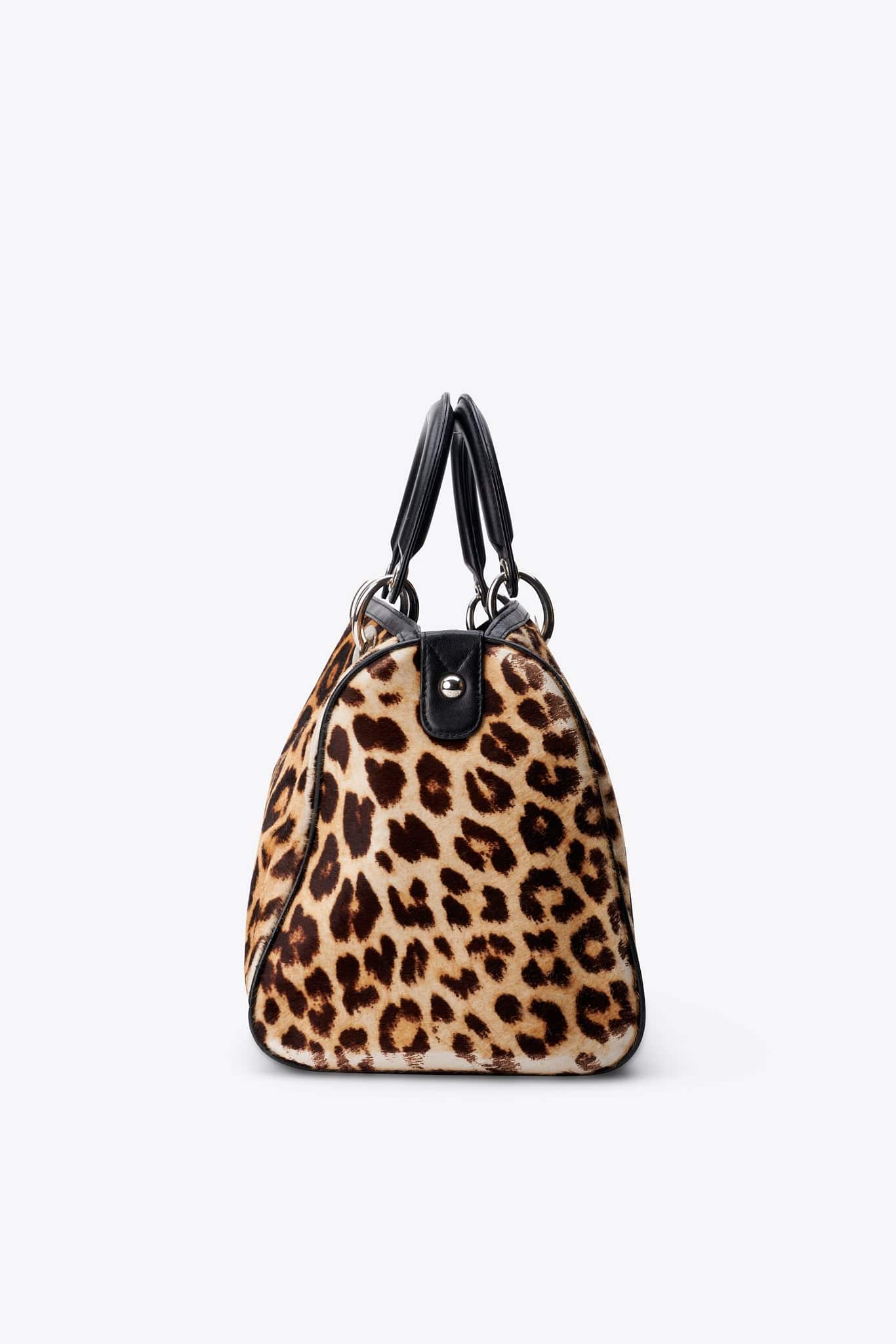Christian Dior Vintage Leopard Calf Hair Top Handle Bag