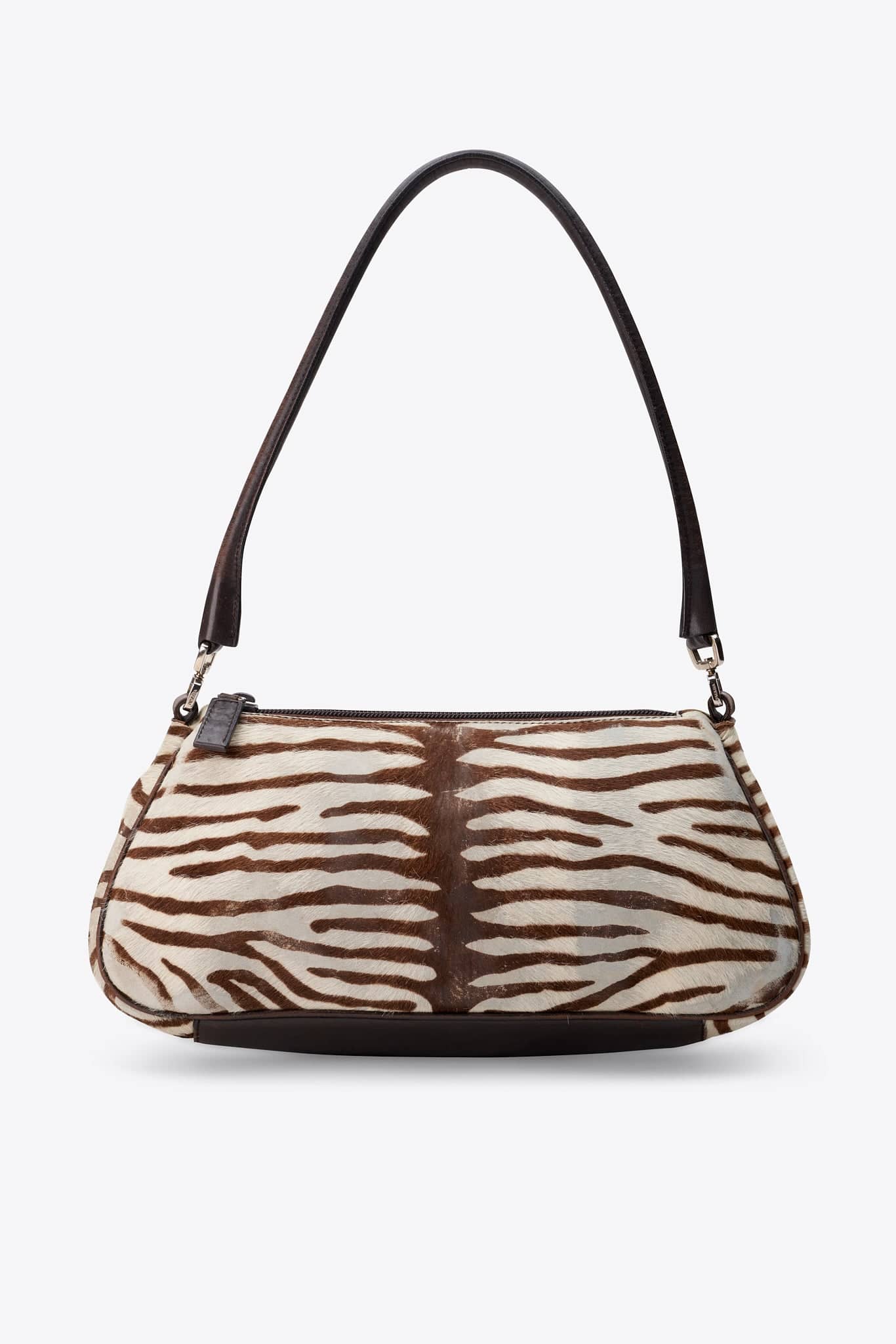 Vintage Prada Zebra Printed Calf Hair Shoulder Bag