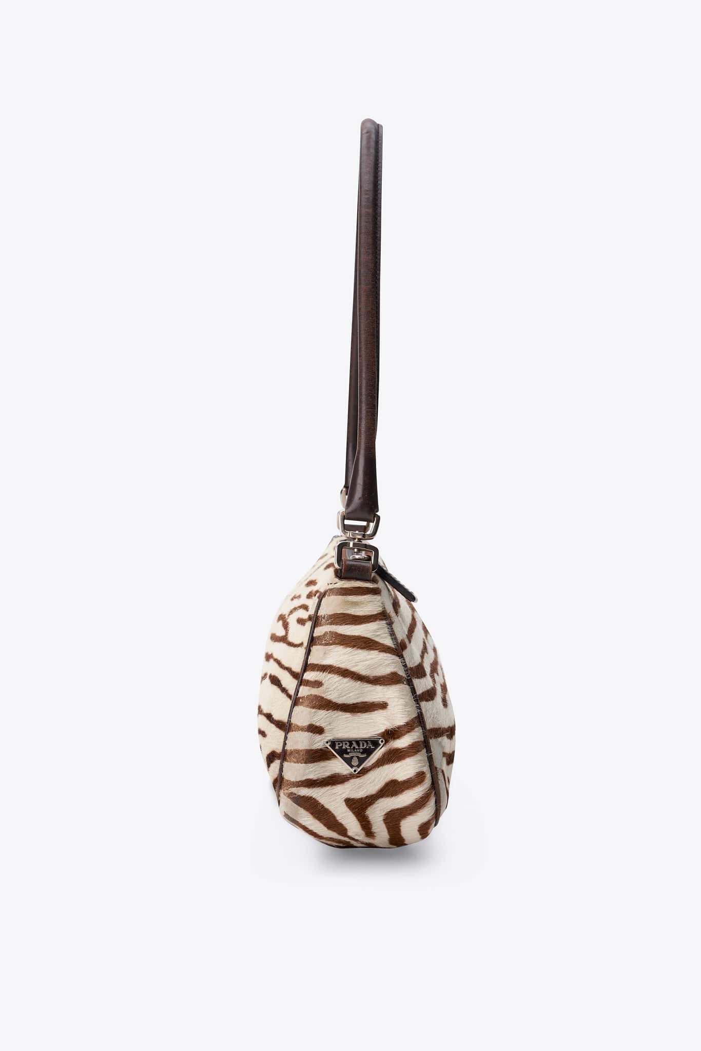 Vintage Prada Zebra Printed Calf Hair Shoulder Bag