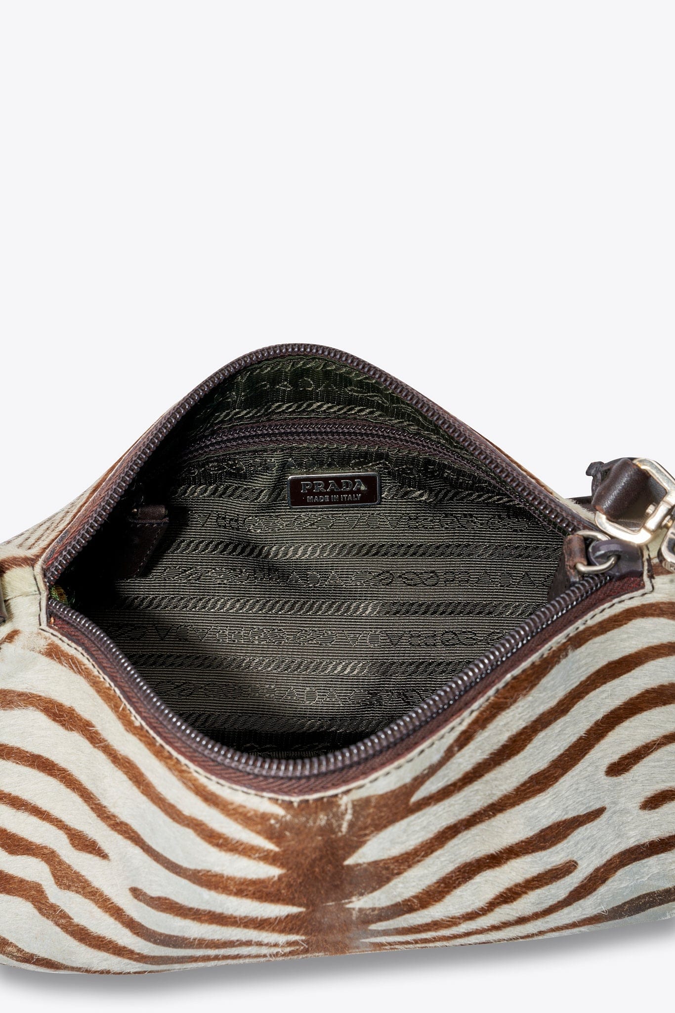 Vintage Prada Zebra Printed Calf Hair Shoulder Bag
