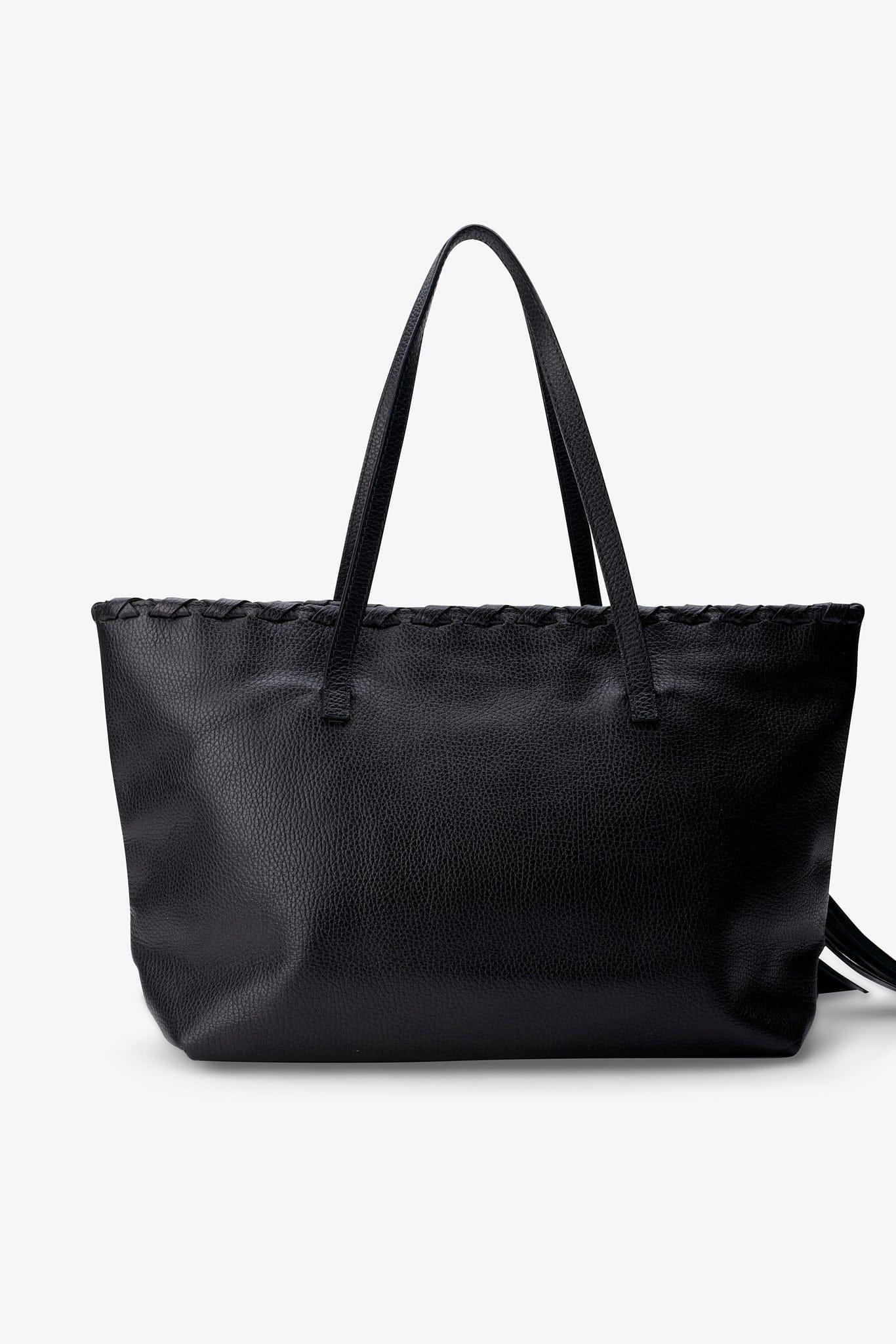 Vintage Gucci Black Leather Tote Bag With Tassel