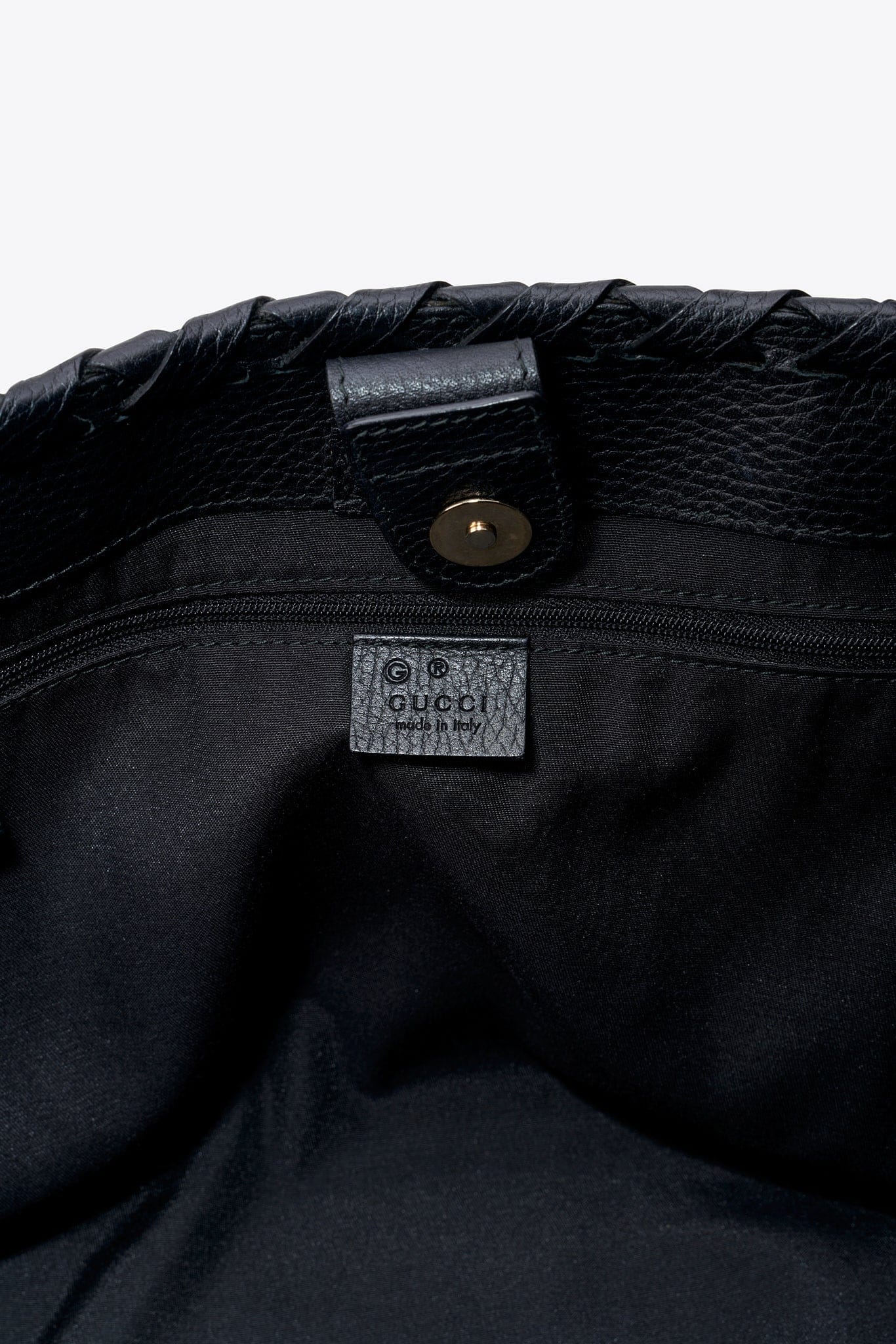 Vintage Gucci Black Leather Tote Bag With Tassel